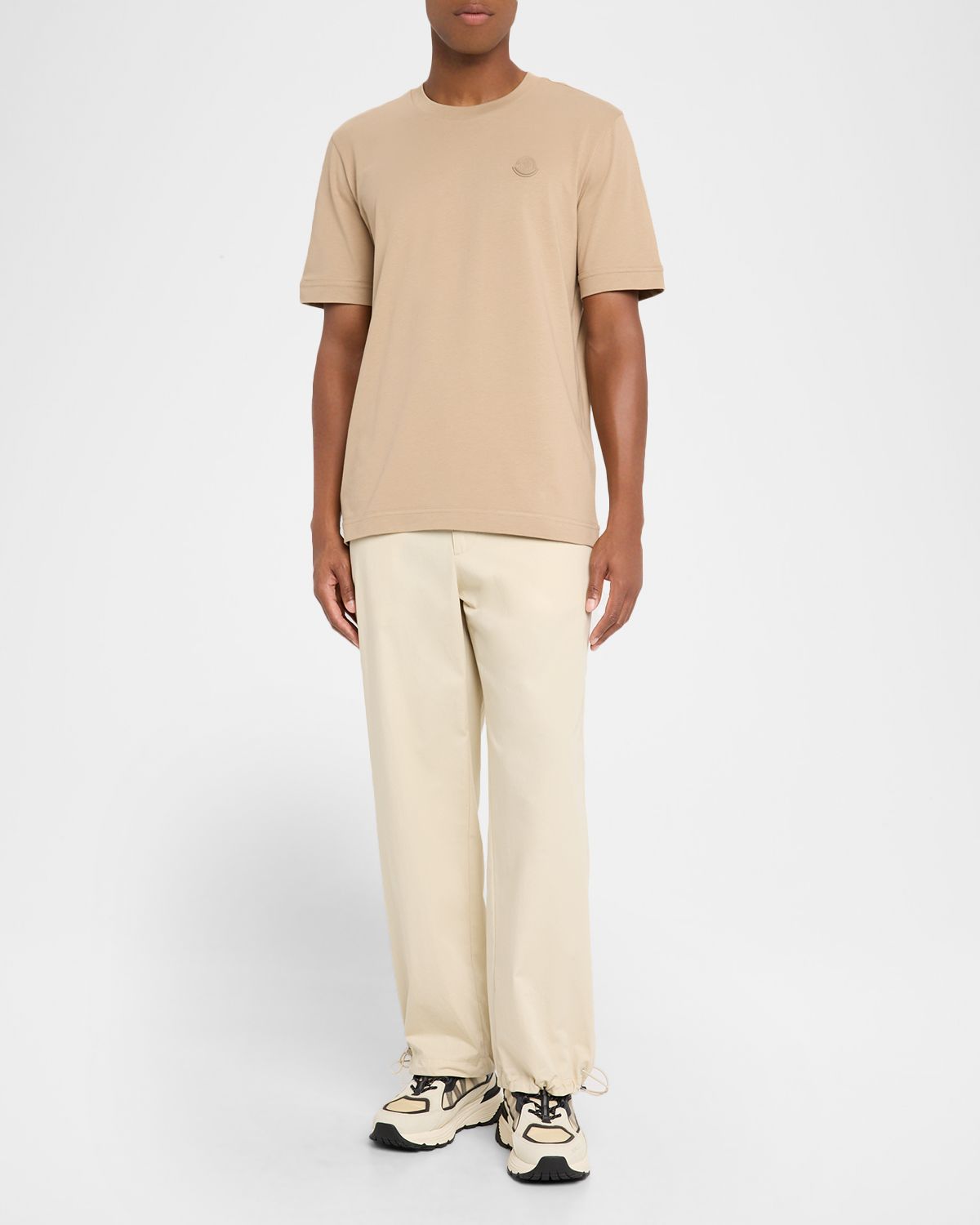 Moncler Men 's Leather Logo Crewneck T-Shirt