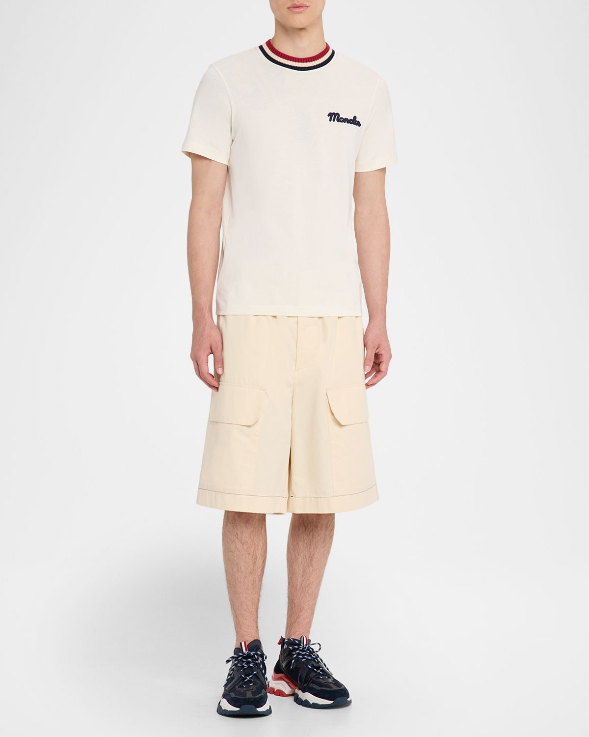 Moncler Men 's Jersey Stripe-Ribbed Crewneck T-Shirt