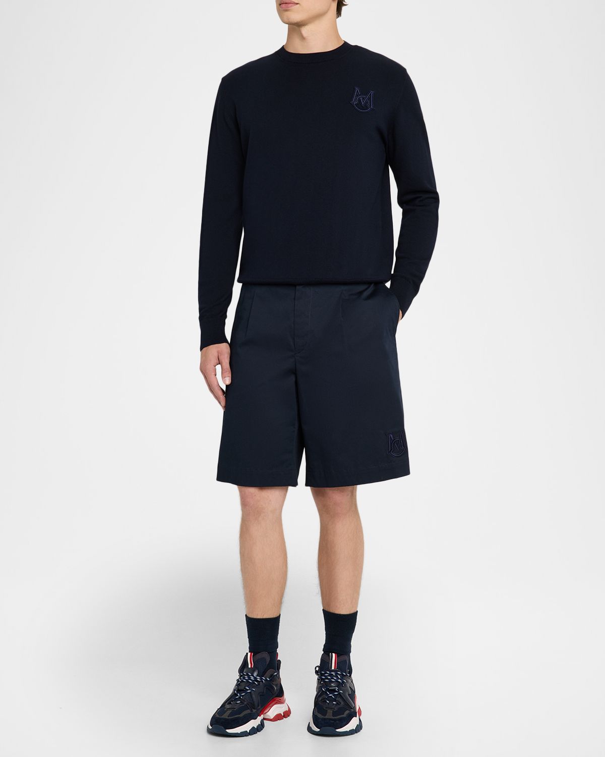 Moncler Men 's Monogram Applique Crewneck Sweater