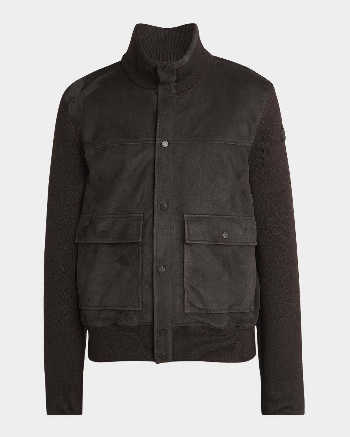 Moncler Men 's Wool and Suede Snap-Front Cardigan | Thumbnail 6 Moncler Men 's Wool and Suede Snap-Front Cardigan | Thumbnail 6