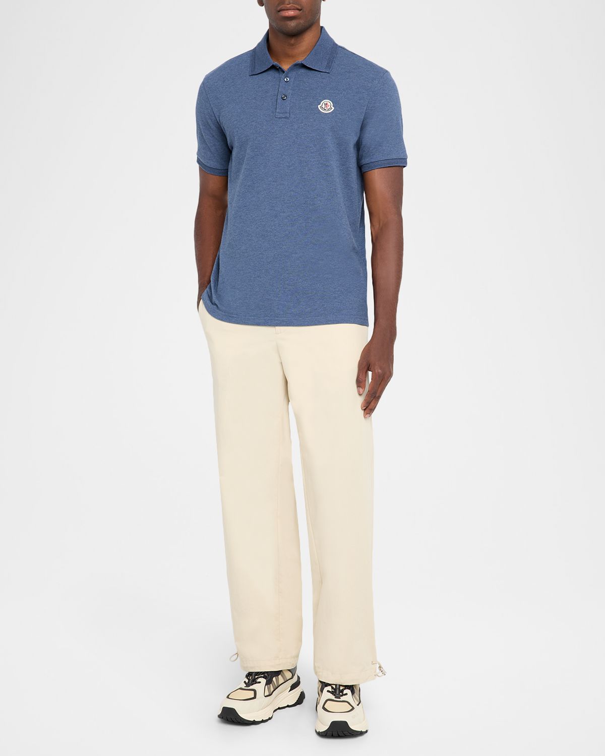 Moncler Men 's Leather-Emblem Polo Shirt