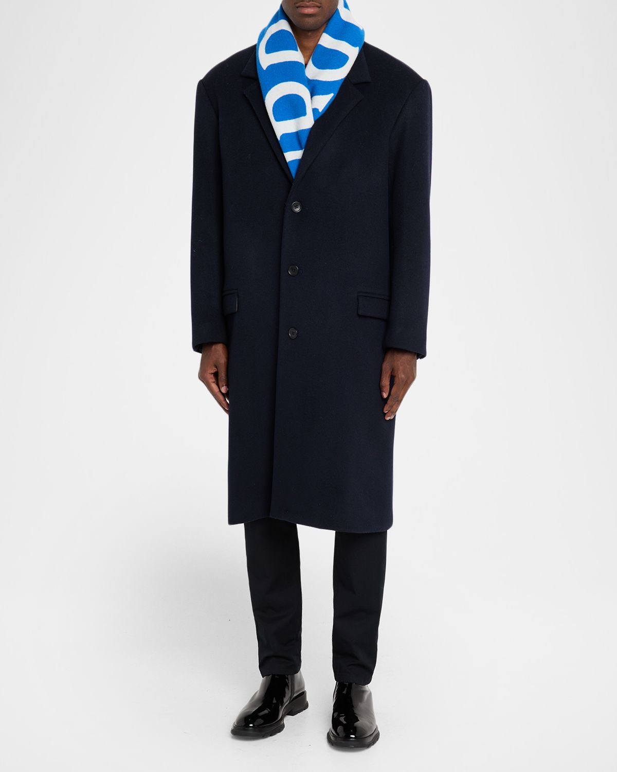 Burberry Men 's Wool Logo Text B Shield Scarf