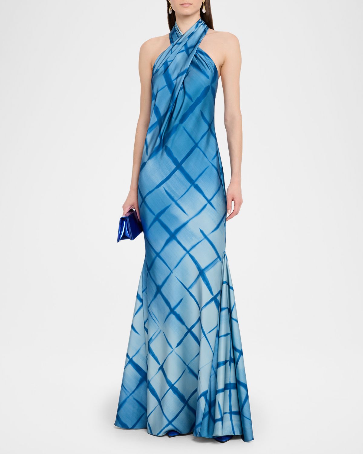 Halston Corinne Backless Satin Mermaid Gown