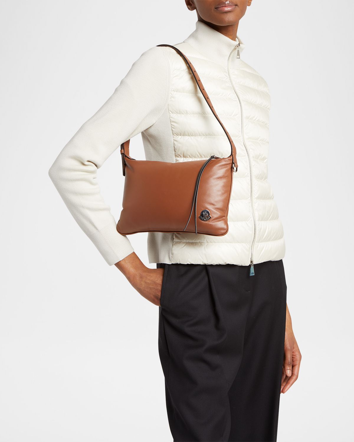 Moncler Vetta Leather Shoulder Bag