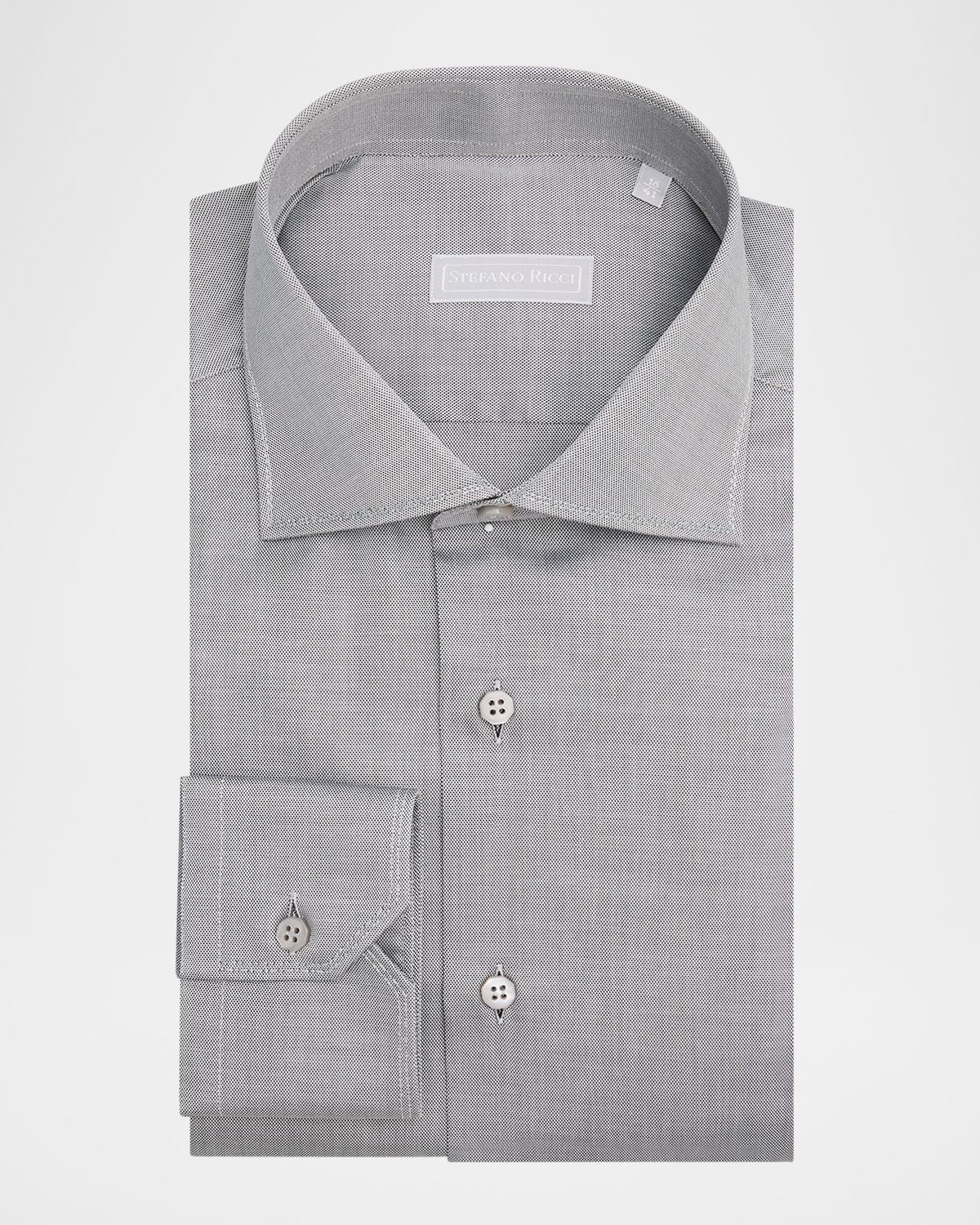 Stefano Ricci Men 's Oxford Cotton Spread Collar Dress Shirt