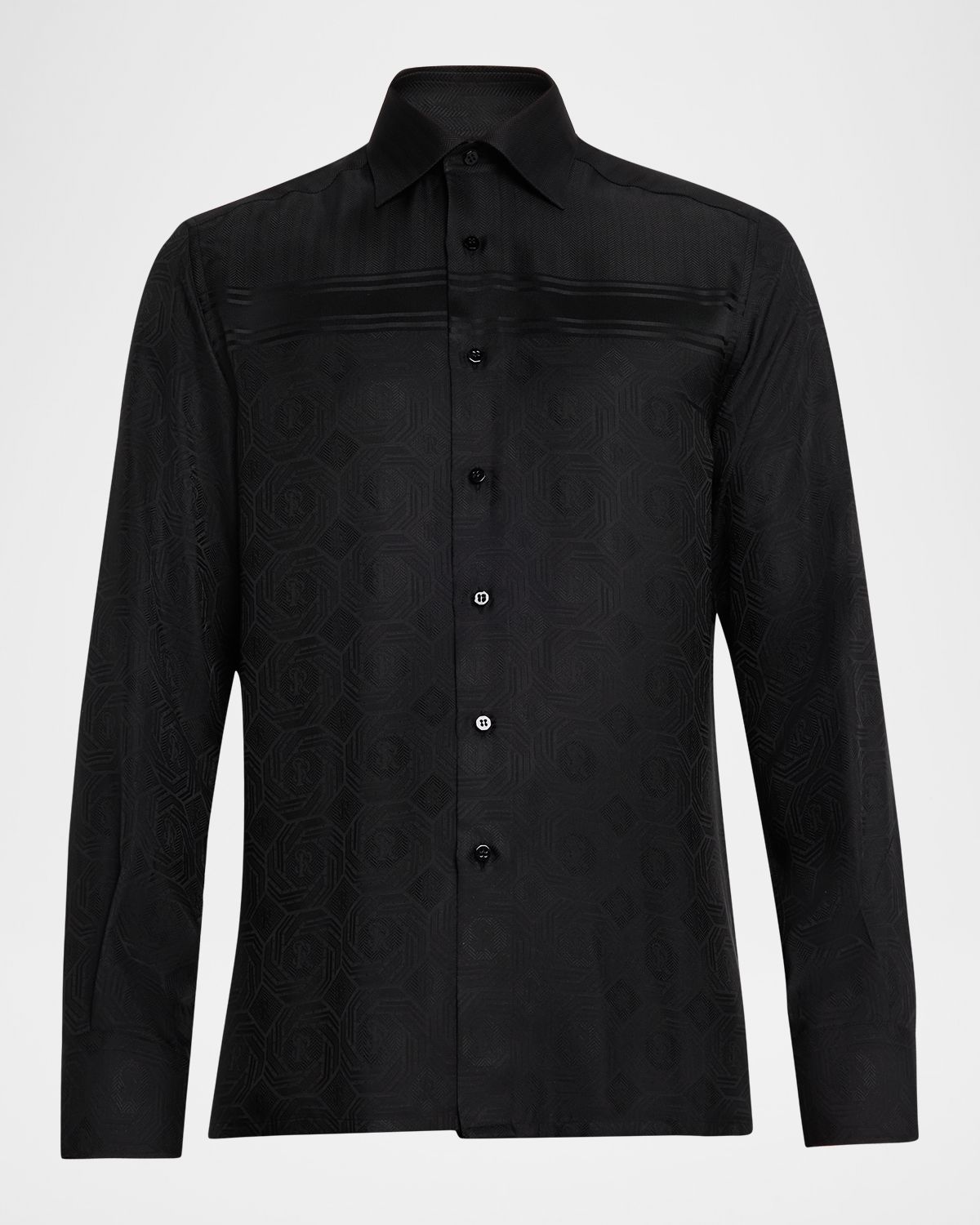 Stefano Ricci Men 's Tonal Geometric Silk Jacquard Dress Shirt