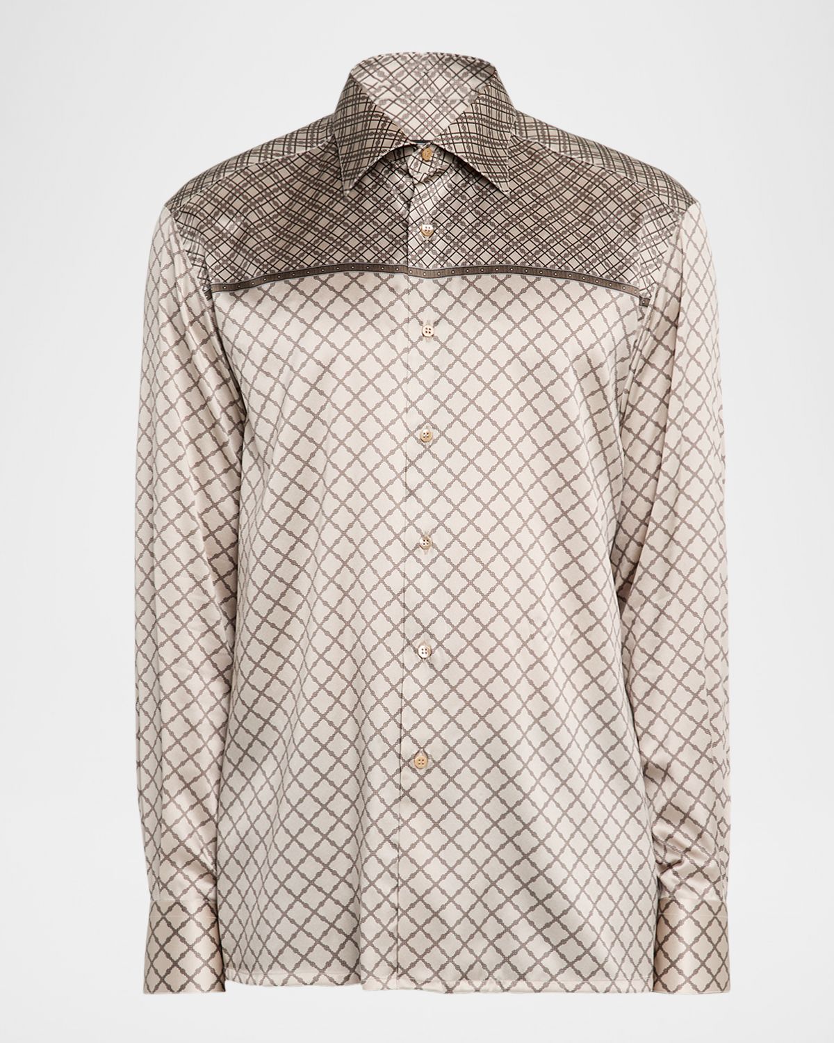 Stefano Ricci Men 's Multi-Geometric Silk-Elastane Sport Shirt