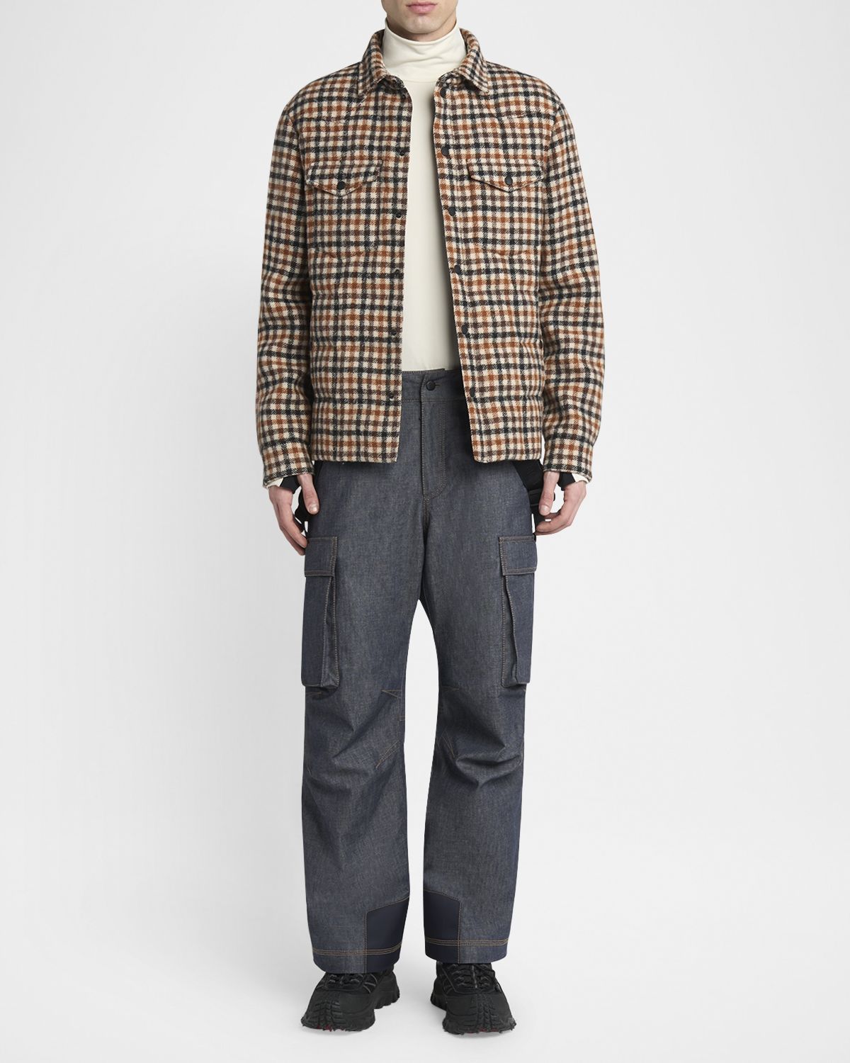 Moncler Grenoble Men 's Check Wool Padded Shirt Jacket
