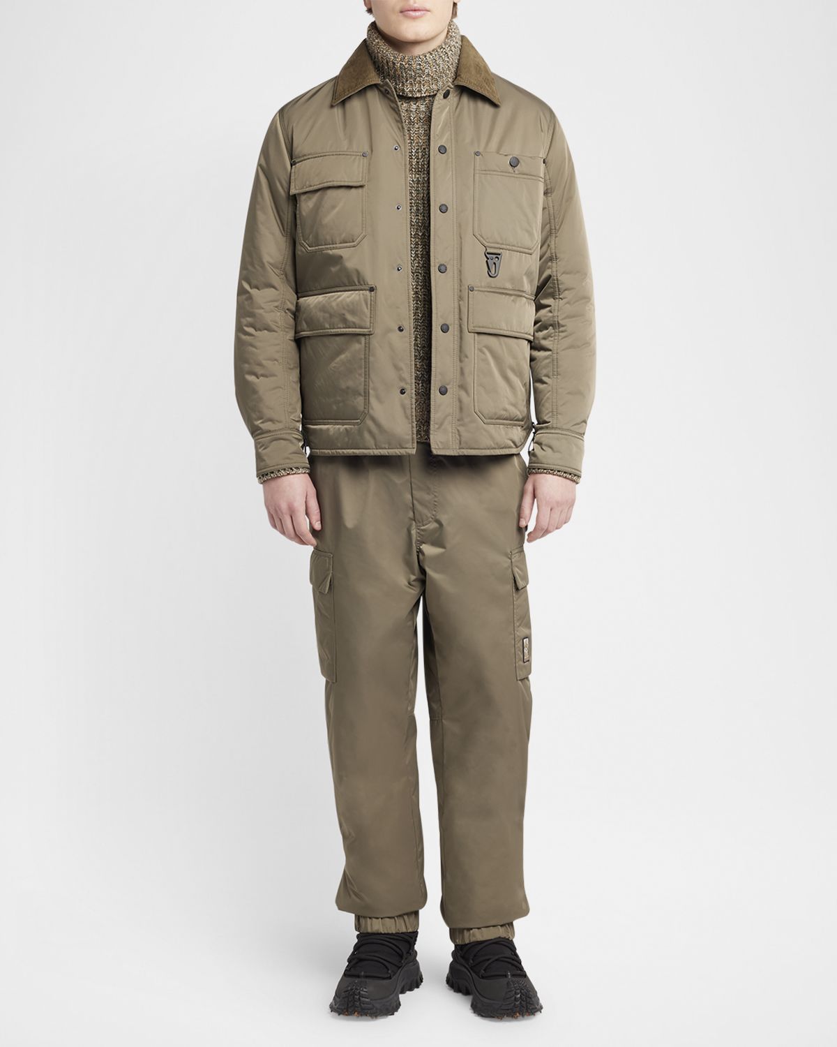 Moncler Grenoble Men 's Wool Rib Elbow-Patch Turtleneck Sweater