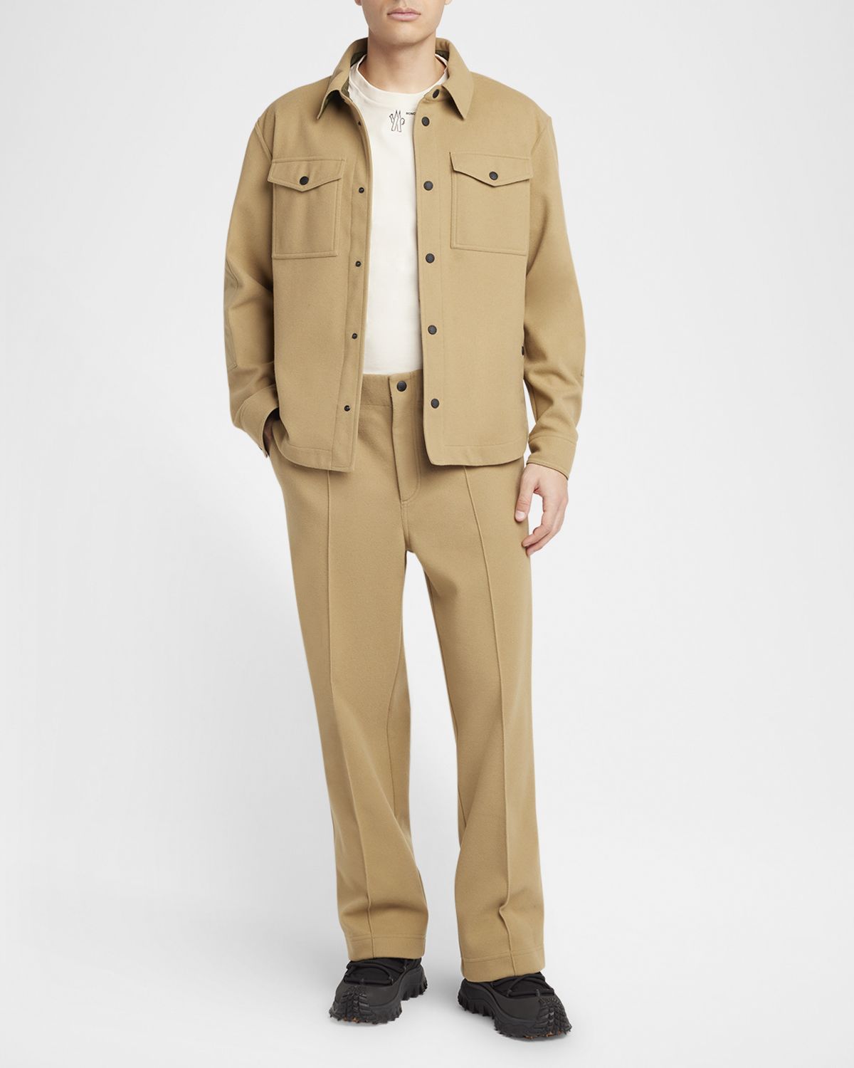 Moncler Grenoble Brushed Jersey Snap-Front Overshirt