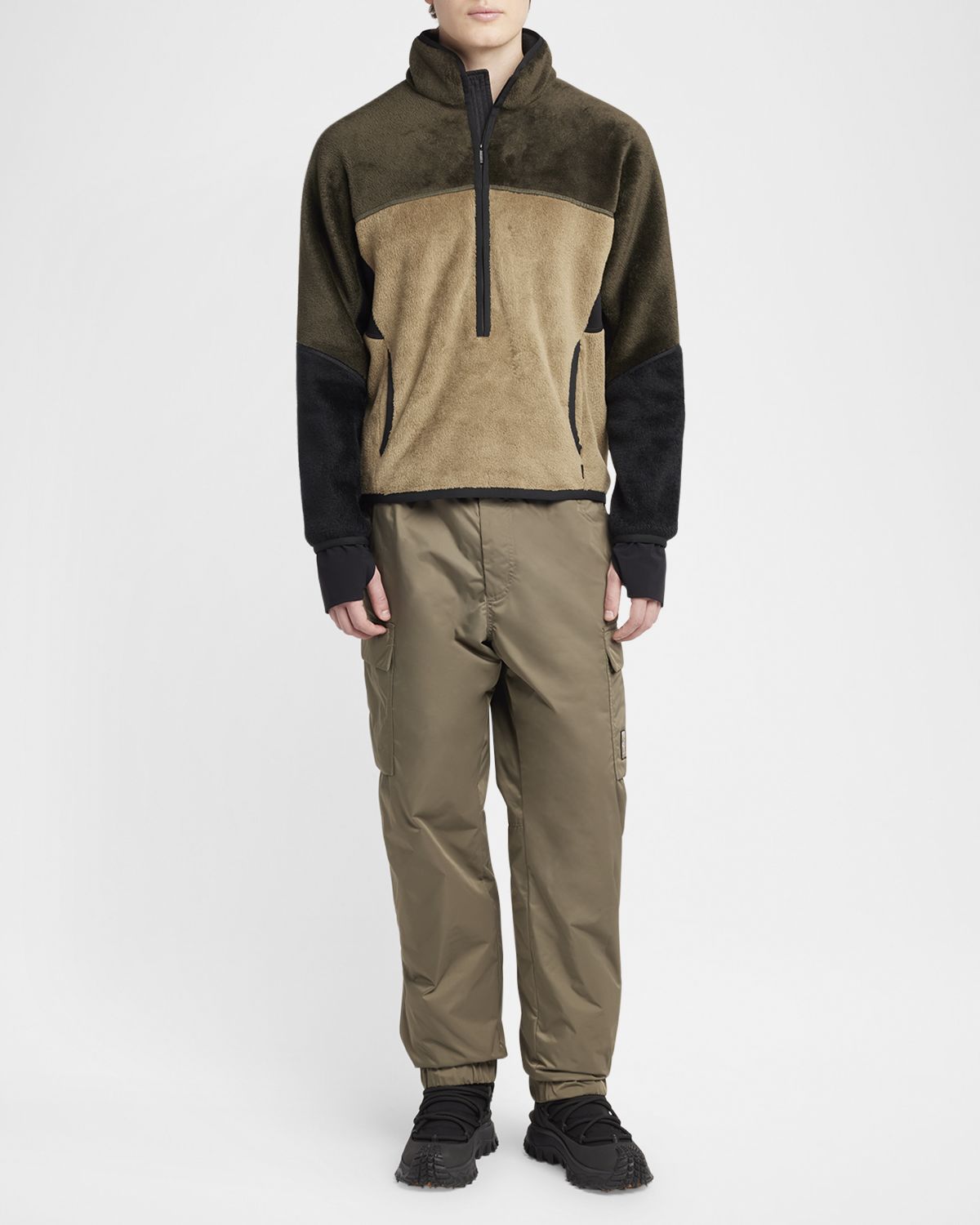 Moncler Grenoble Men 's Velvet Partial Zip Pullover