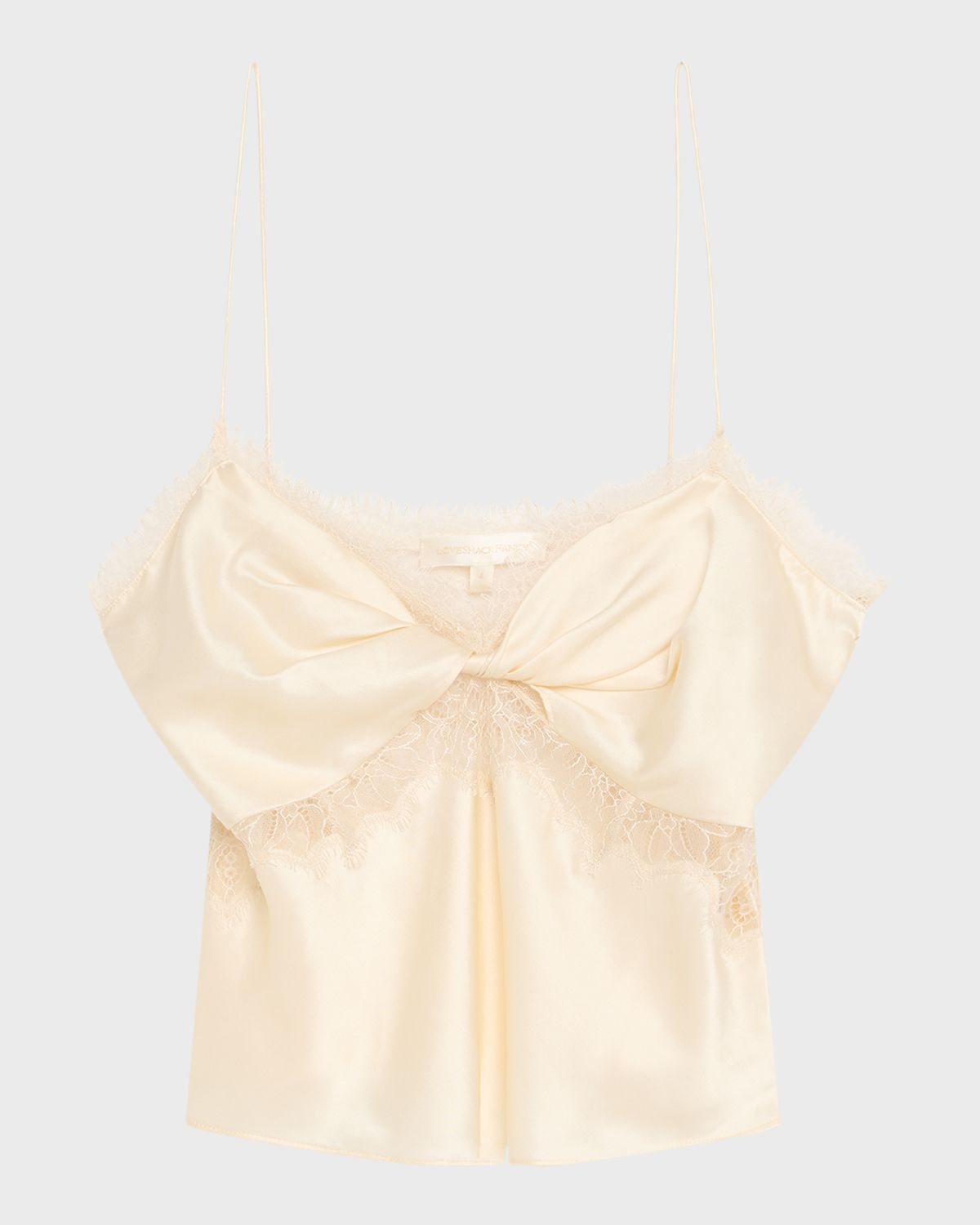 LoveShackFancy Belfast Silk-Blend Lace-Trim Top