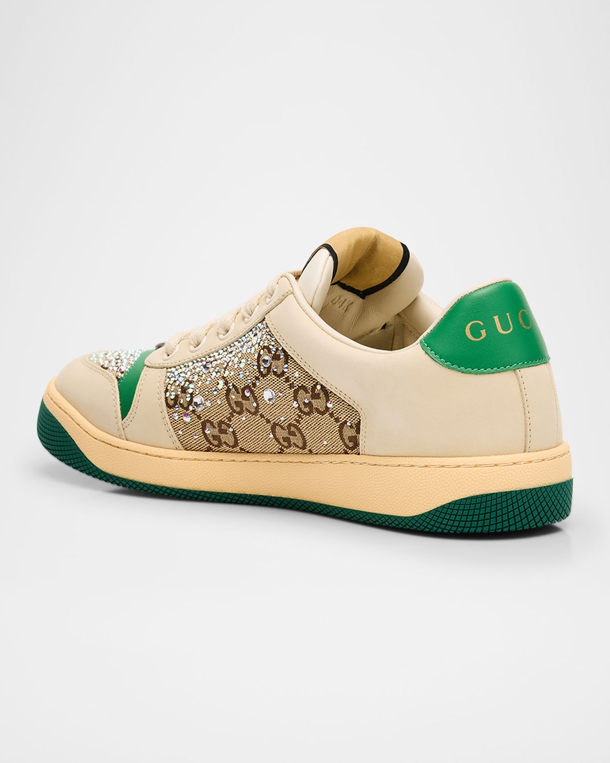 Gucci Screener GG Canvas Crystal Leather Sneakers