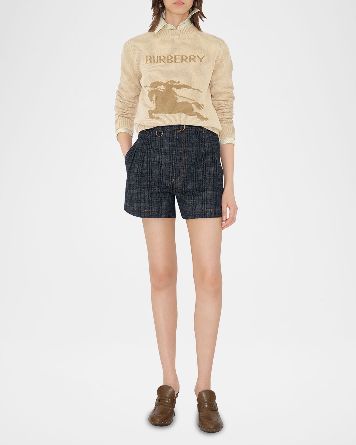 Burberry EKD Wool-Cashmere Crewneck Sweater