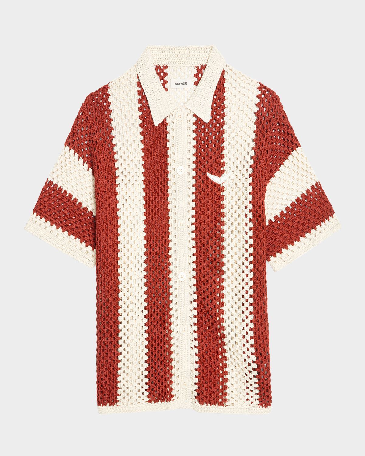 Zadig & Voltaire Ciara Striped Crochet-Knit Shirt