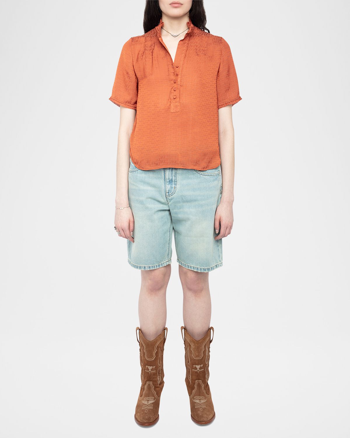 Zadig & Voltaire Topher Satin Monogram Blouse