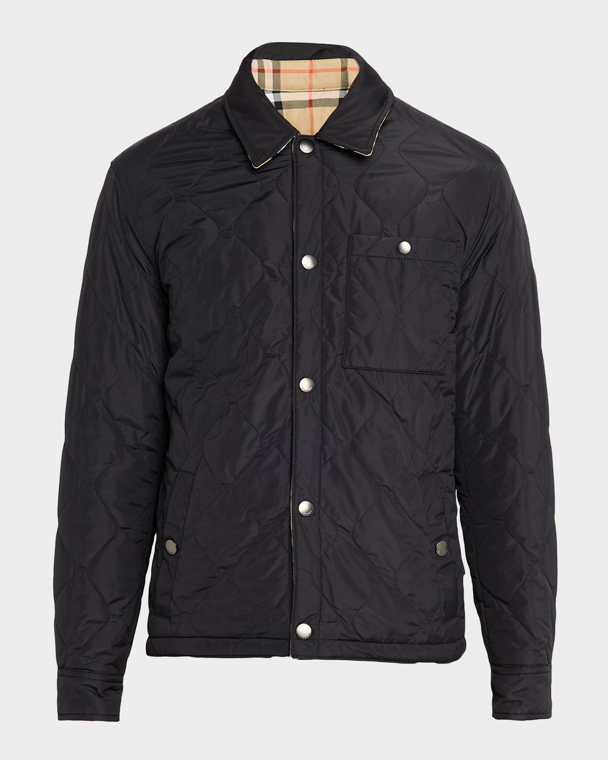 Burberry Men 's Reversible Check Quilted Nylon Overshirt