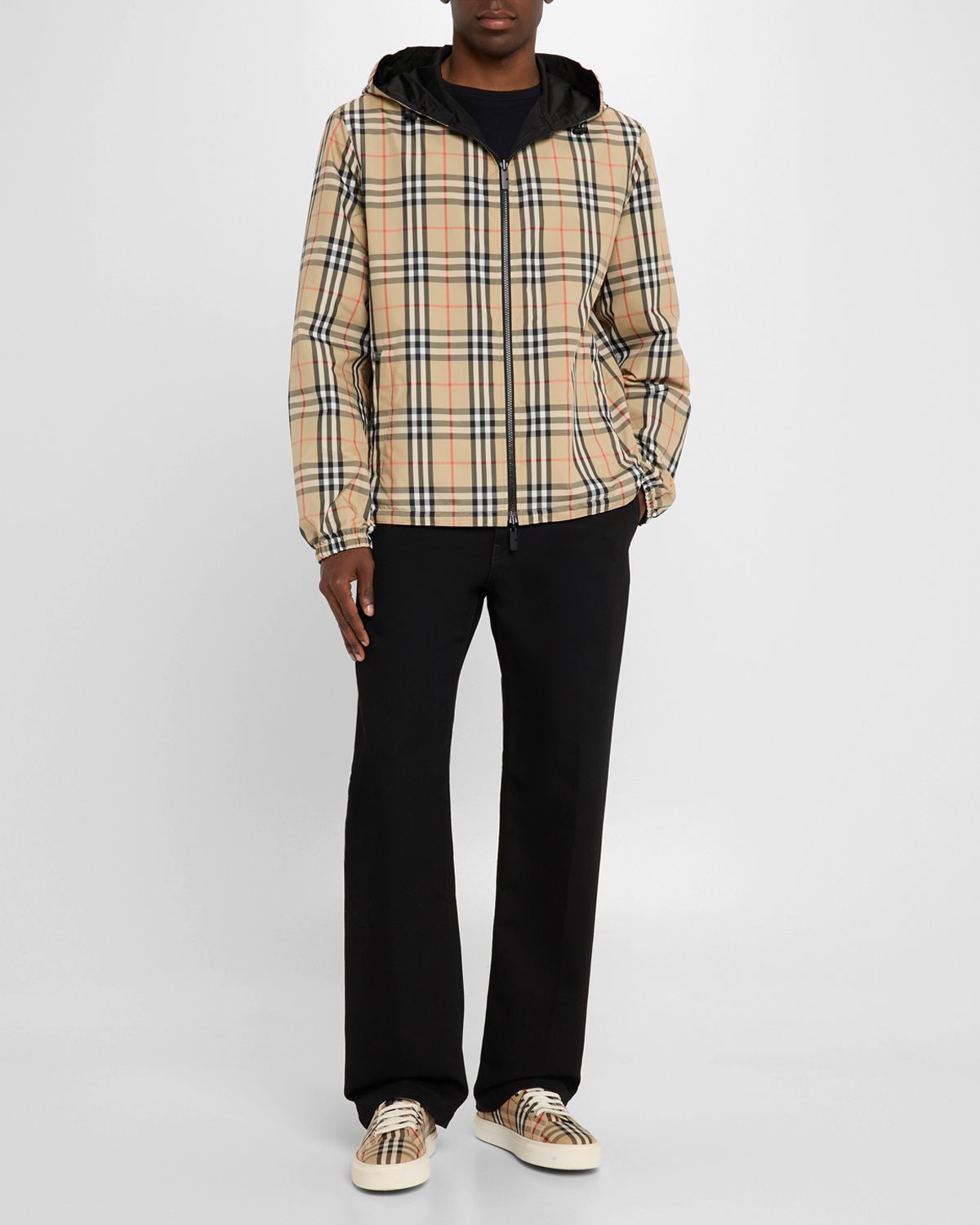 Burberry Men 's Check Hooded Jacket