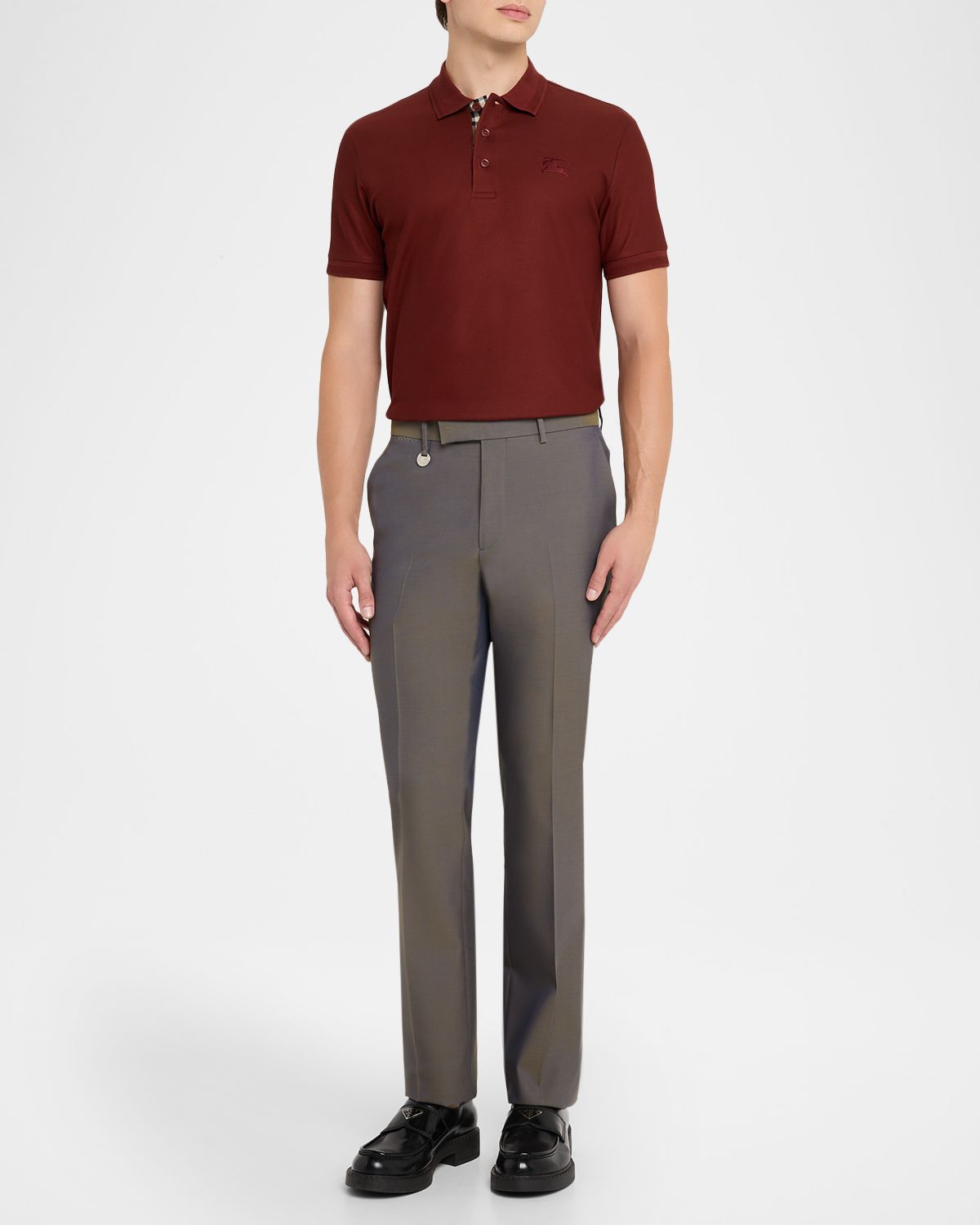 Burberry Men 's Cotton Check-Placket Polo Shirt