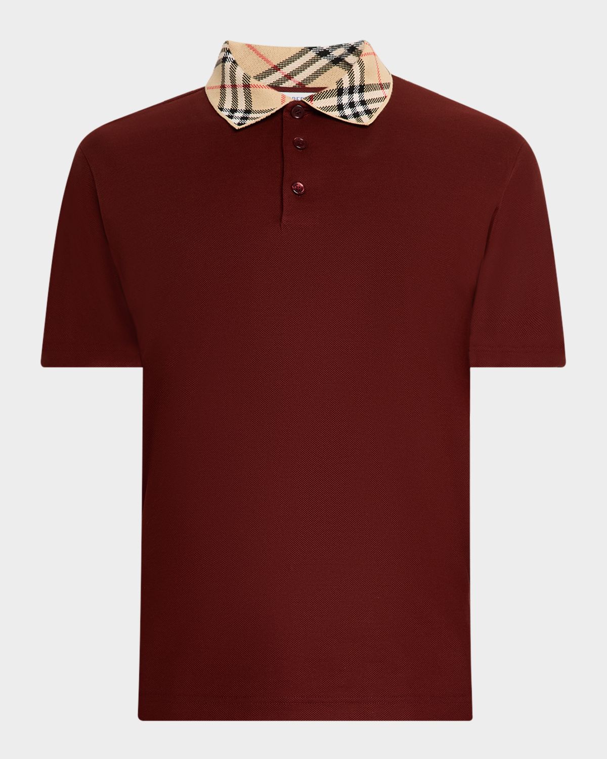 Burberry Men 's Cotton Check-Collar Polo Shirt