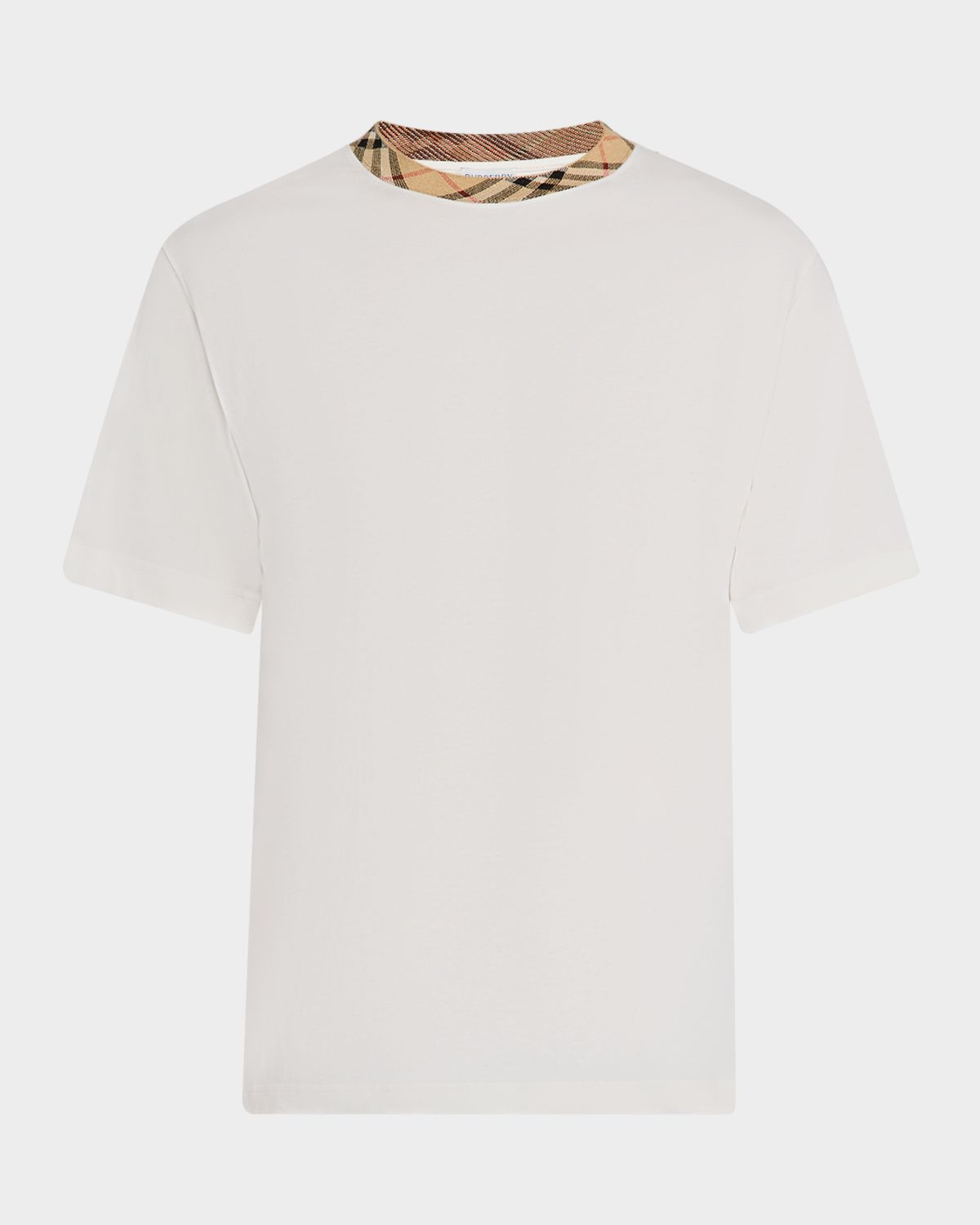 Burberry Men 's Cotton Check-Trim Crewneck T-Shirt