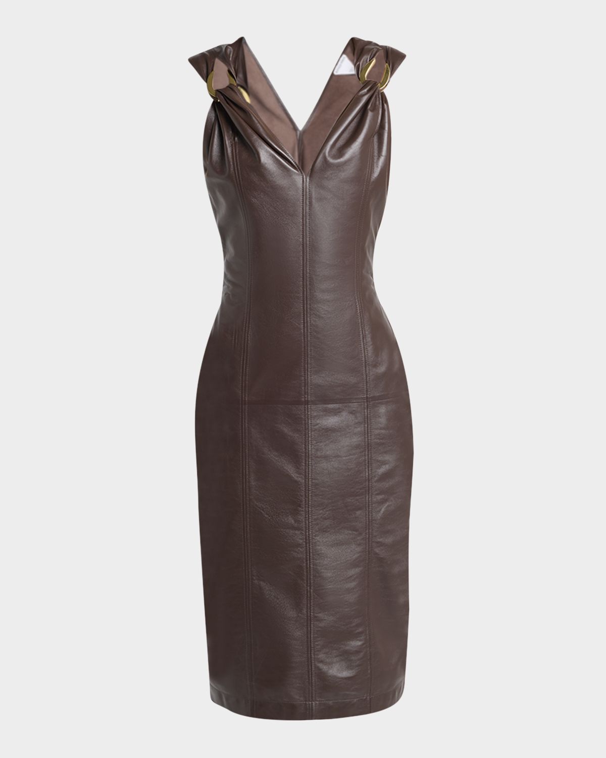 Bottega Veneta Sleeveless Leather Sheath Dress