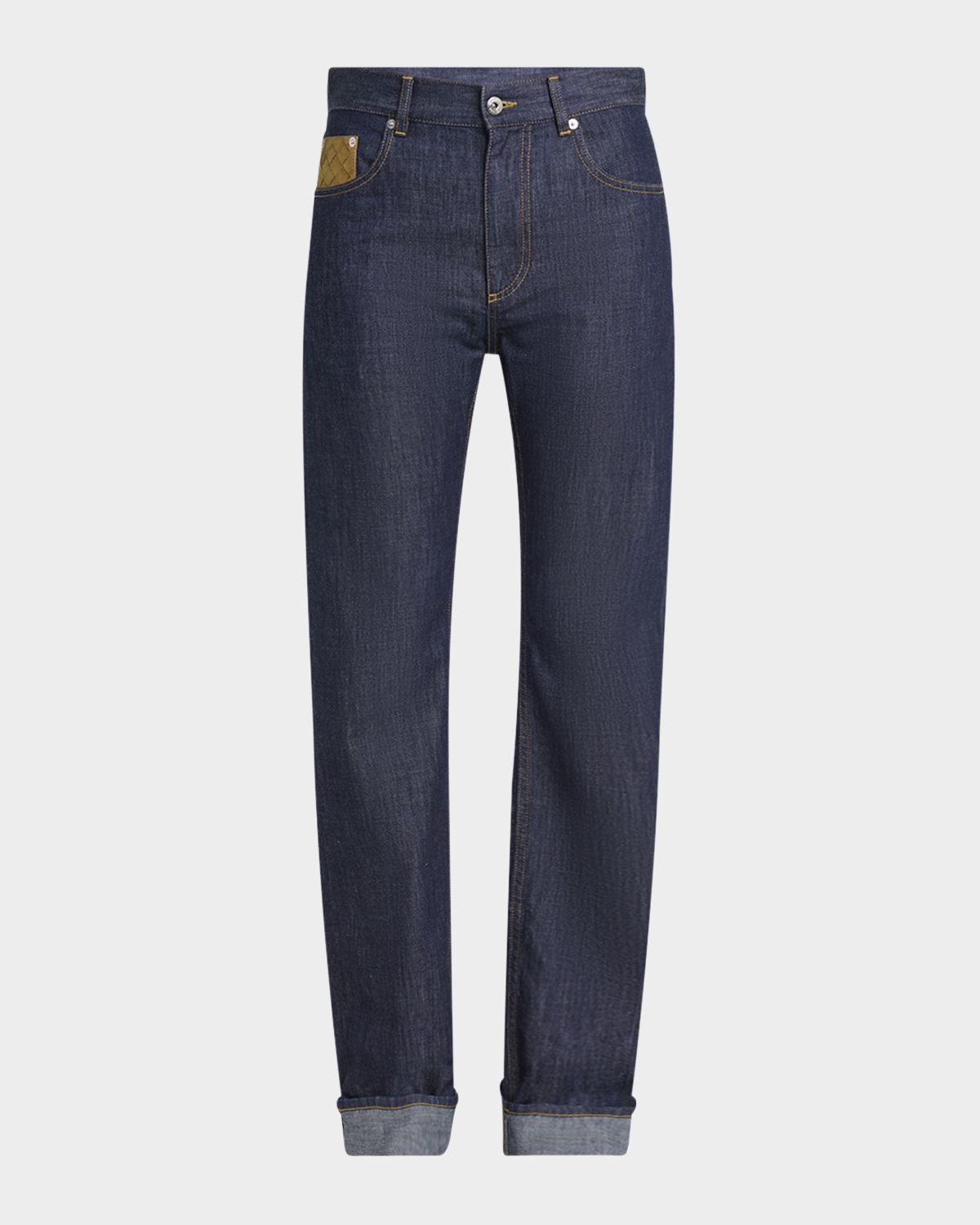 Bottega Veneta Intrecciato Suede Pocket Straight-Leg Denim Trousers