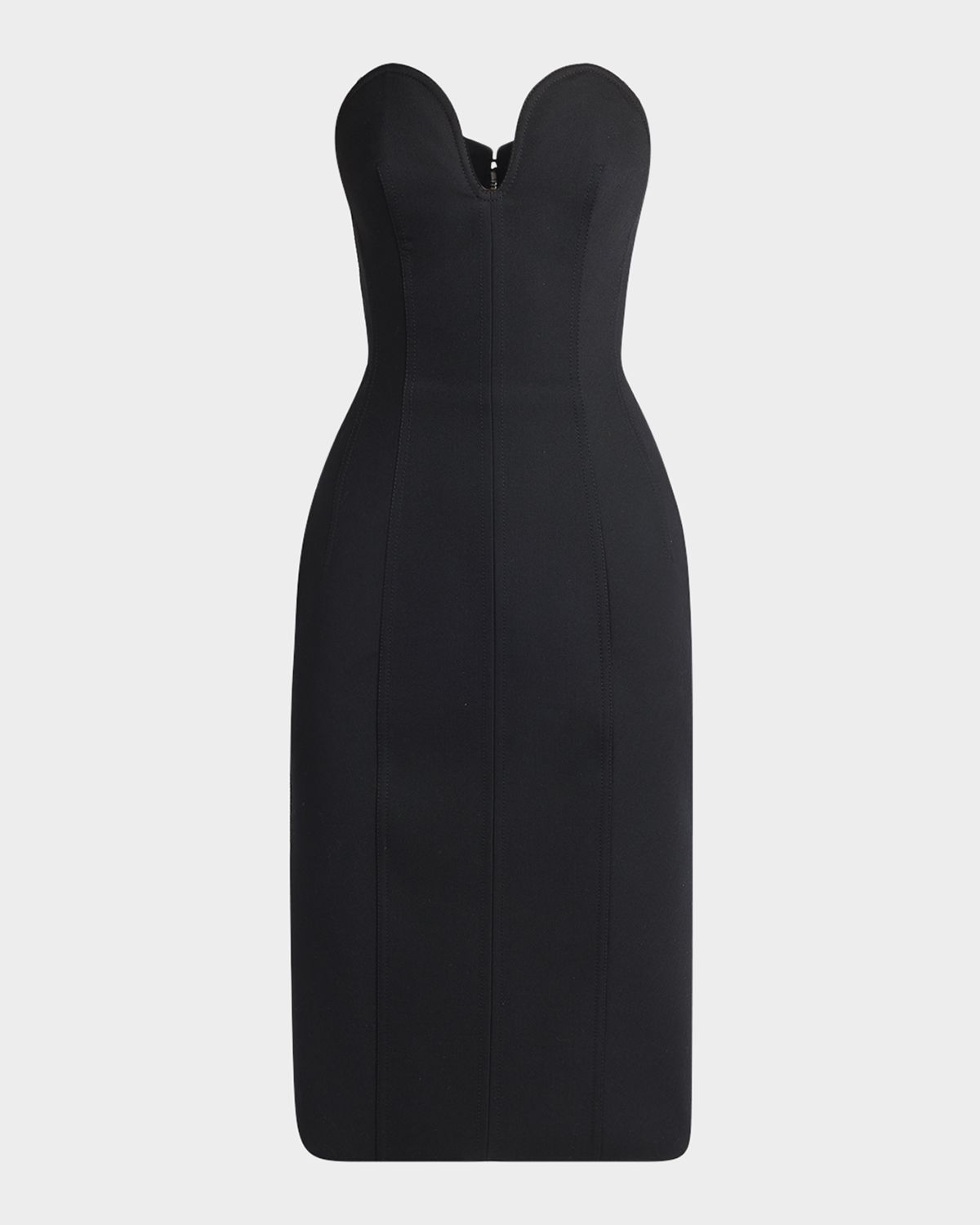 Bottega Veneta Strapless Compact Wool Waisted Buster Dress