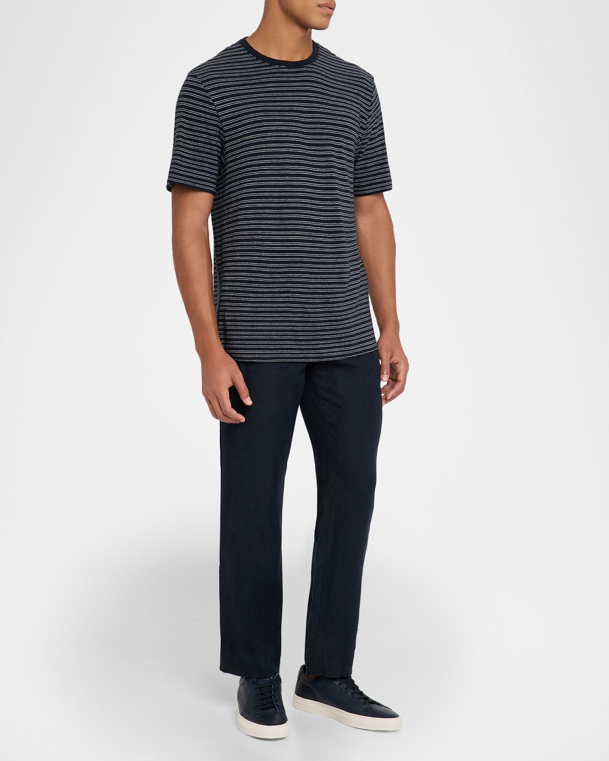 Vince Men 's Cotton Thin Stripe Crewneck T-Shirt