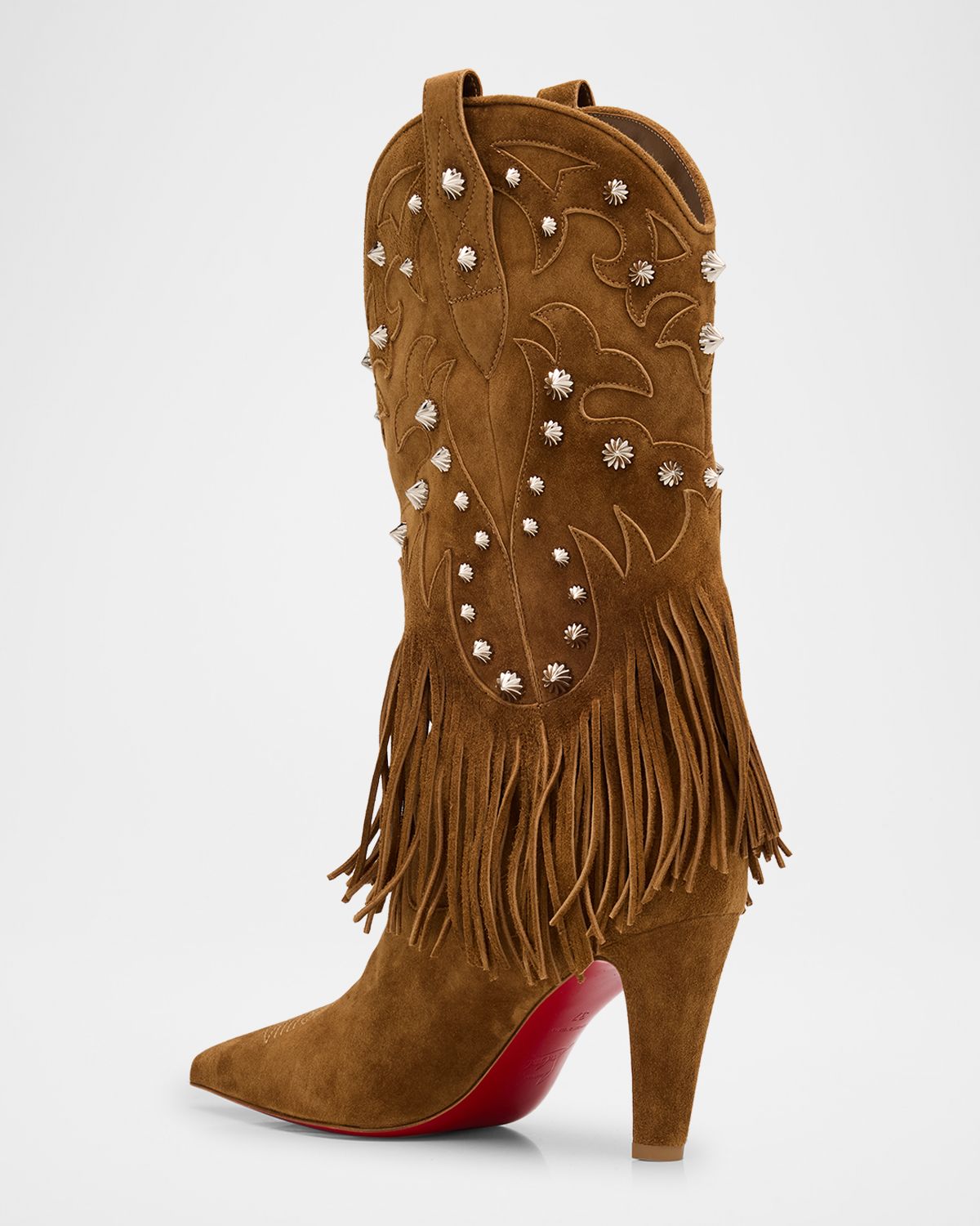 Christian Louboutin 85mm Santia Suede Fringe Booties