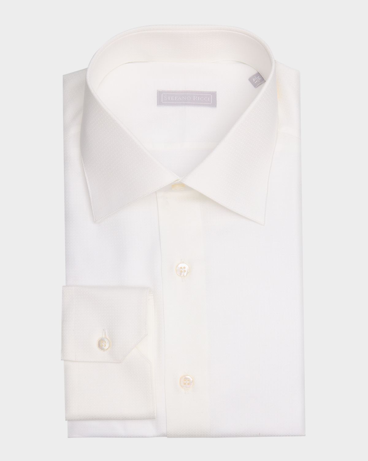 Stefano Ricci Men 's Cotton Micro-Textured Point Collar Dress Shirt