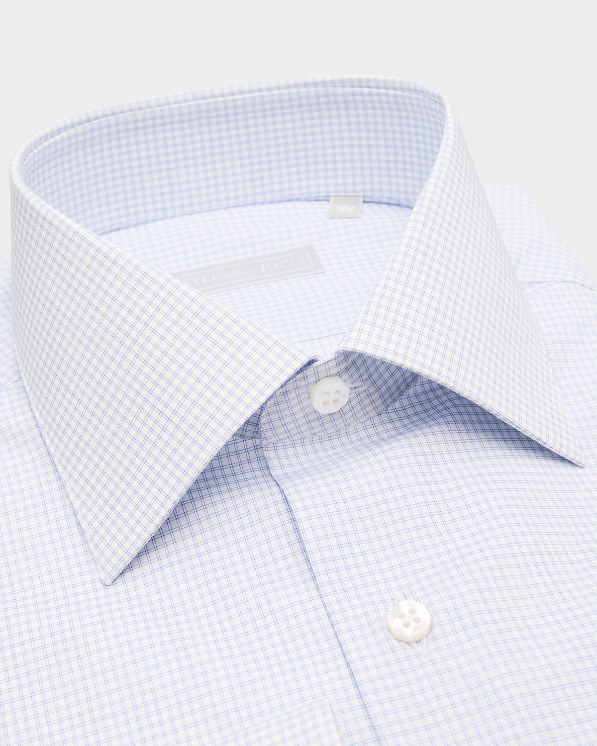 Stefano Ricci Men 's Cotton Micro-Graph Check Point Collar Dress Shirt