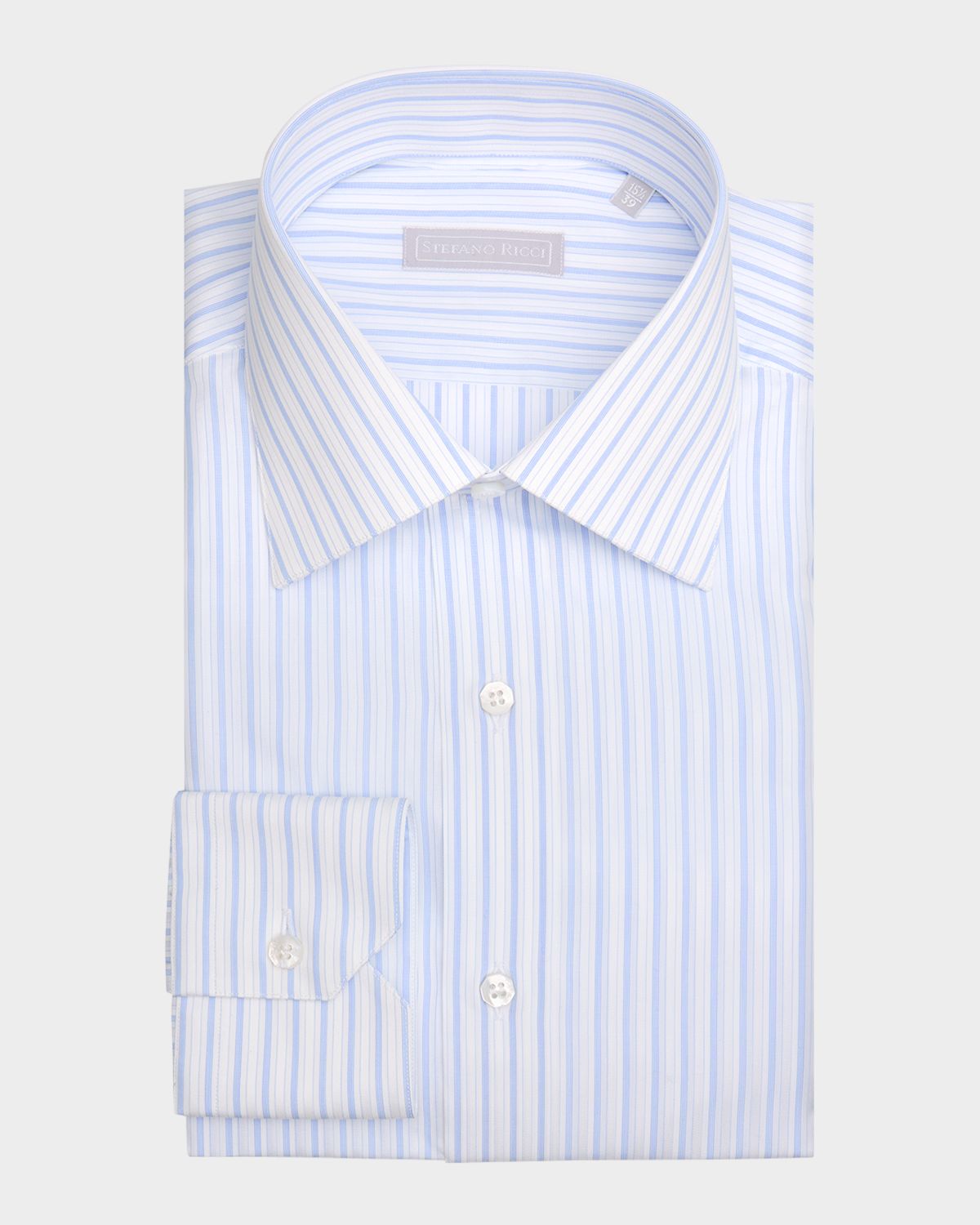 Stefano Ricci Men 's Cotton Multi-Stripe Point Collar Dress Shirt