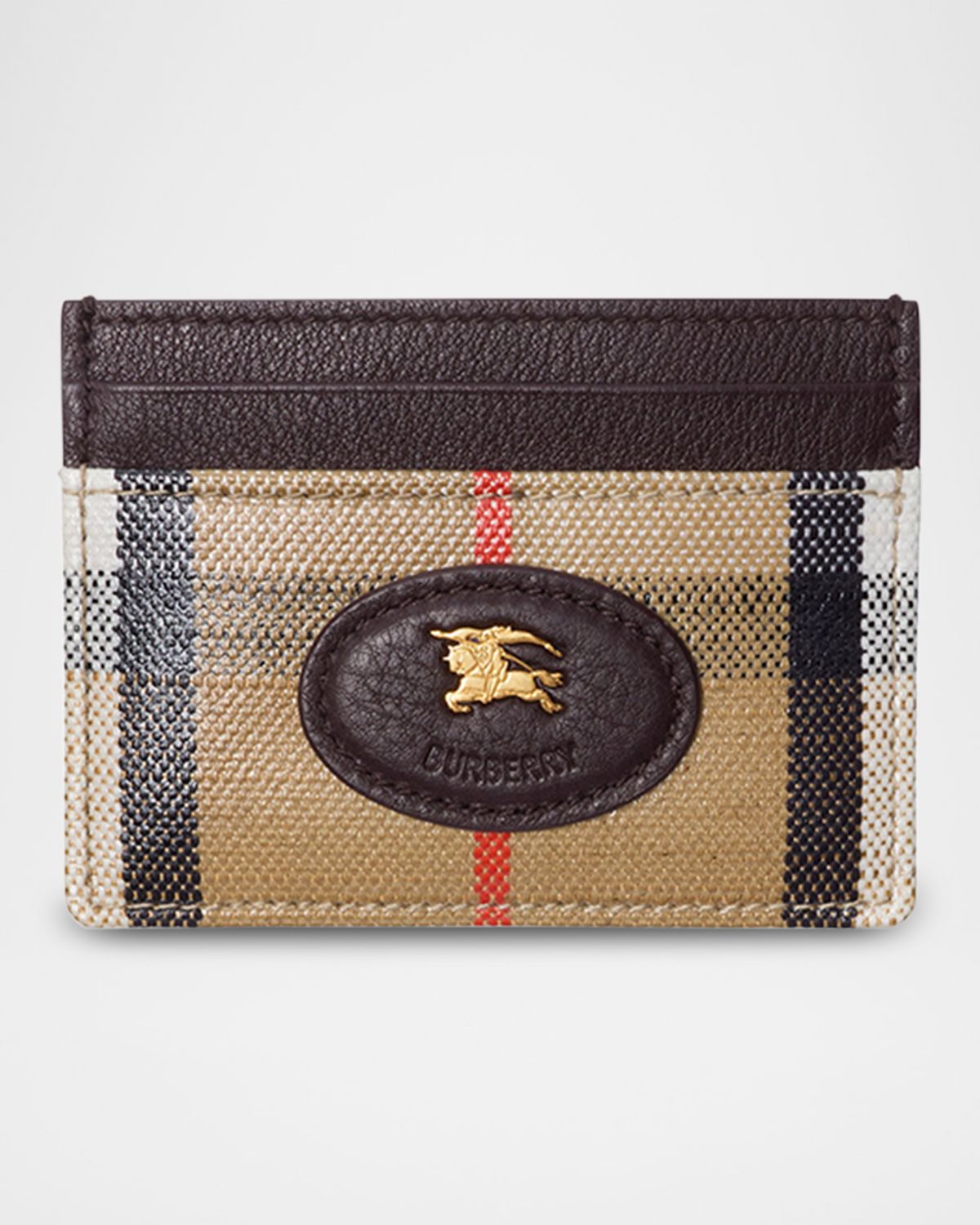 Burberry Highlands Check Jacquard Leather Card Case