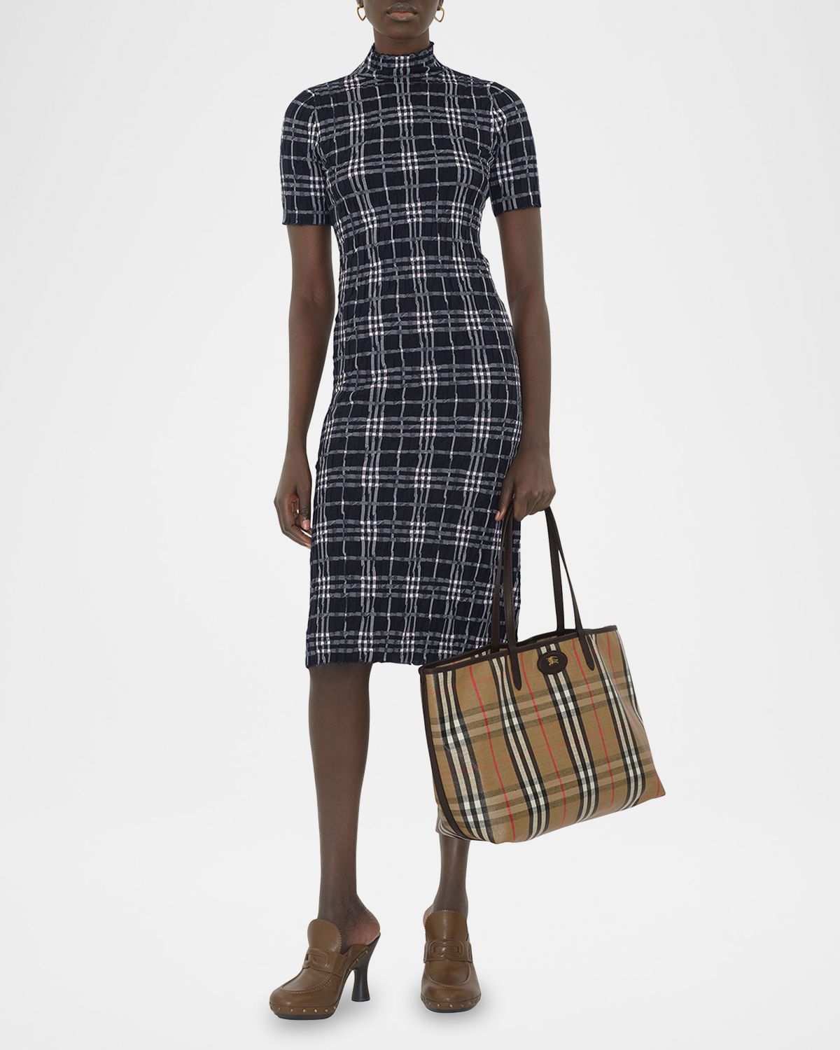 Burberry Highlands Large Check Tote Bag