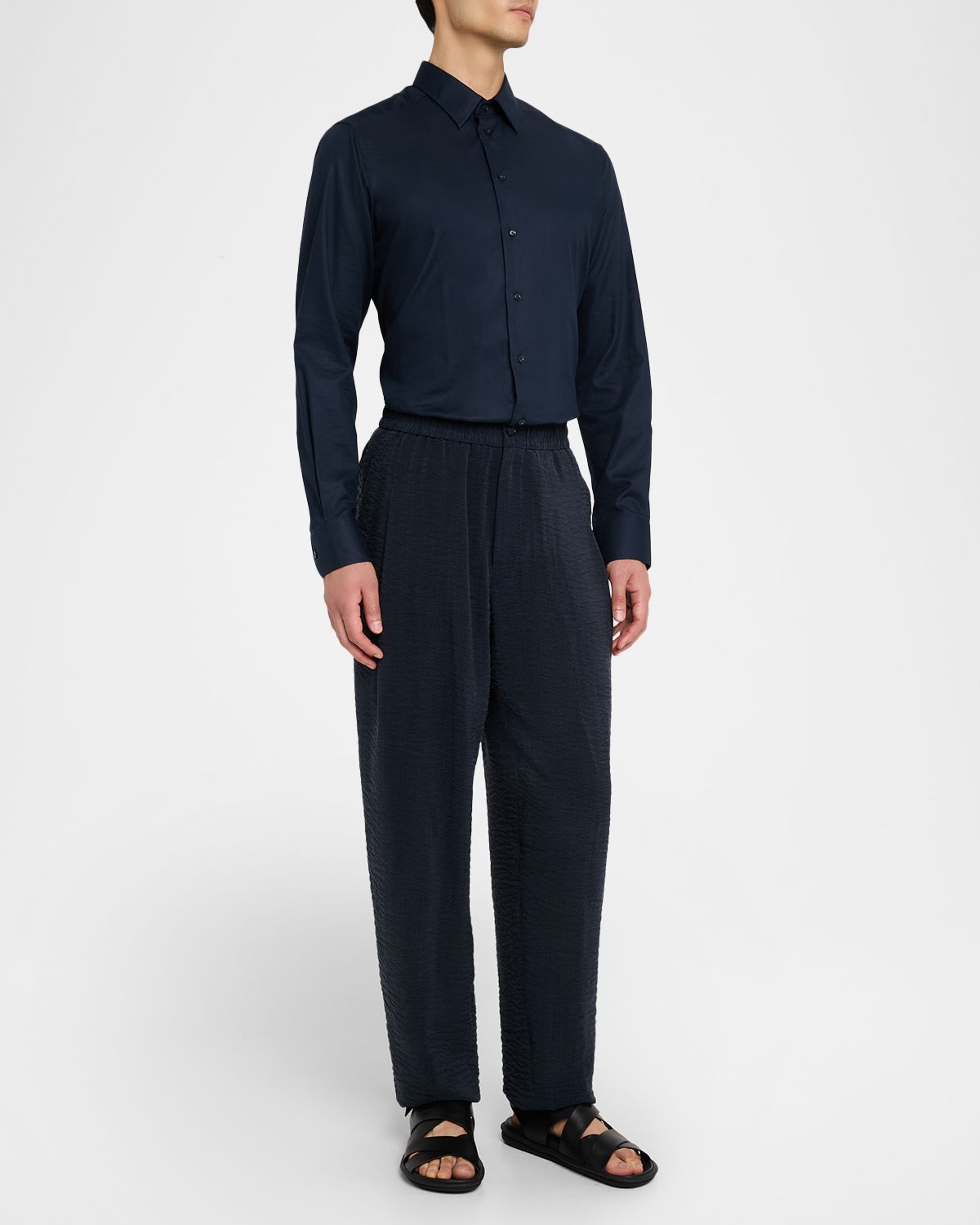 Giorgio Armani Men 's Relaxed-Fit Herringbone Drawstring Trousers
