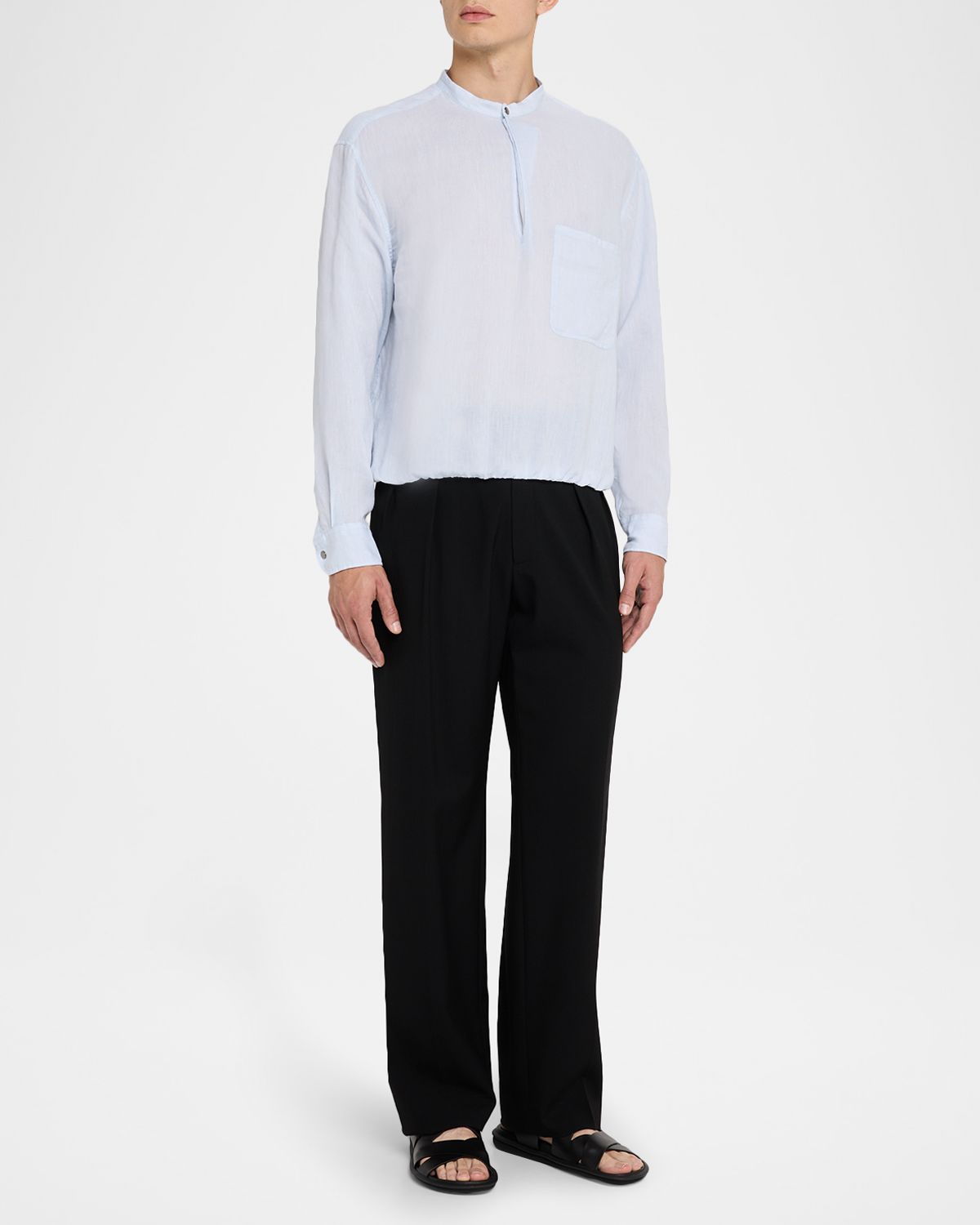 Giorgio Armani Men 's Linen Nehru-Collar Sport Shirt