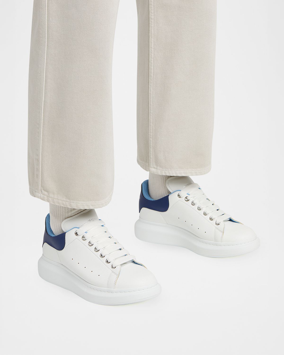 McQueen Men 's Oversized Leather Double-Backstay Sneakers