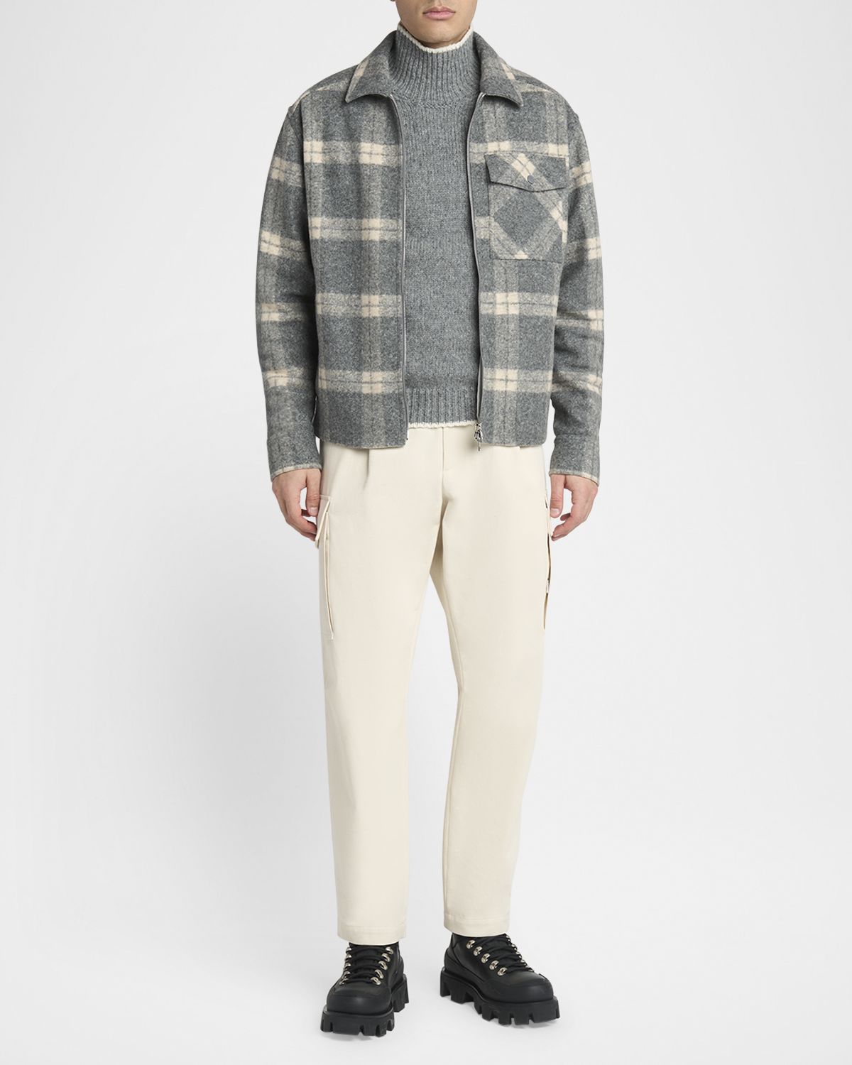 Moncler Men 's Tartan Full-Zip Shirt Jacket