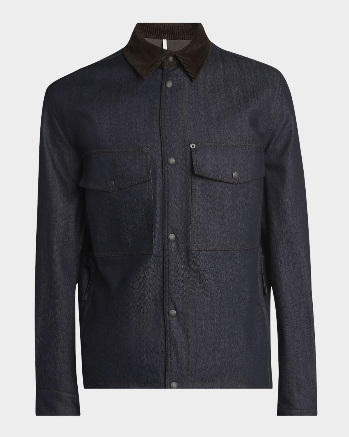 Moncler Men 's Corduroy-Collar Denim Shirt Jacket