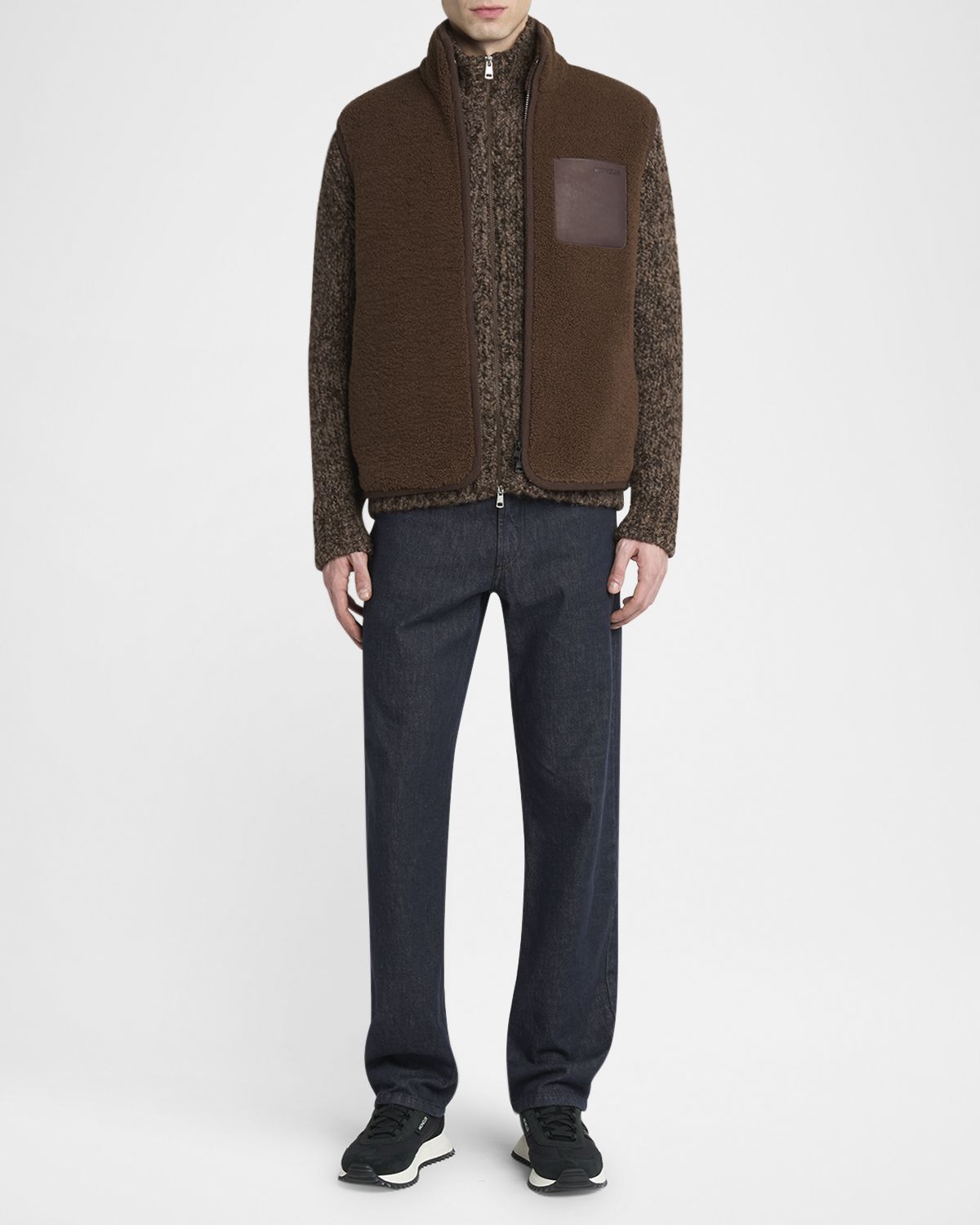 Moncler Men 's Leather-Pocket Teddy Vest