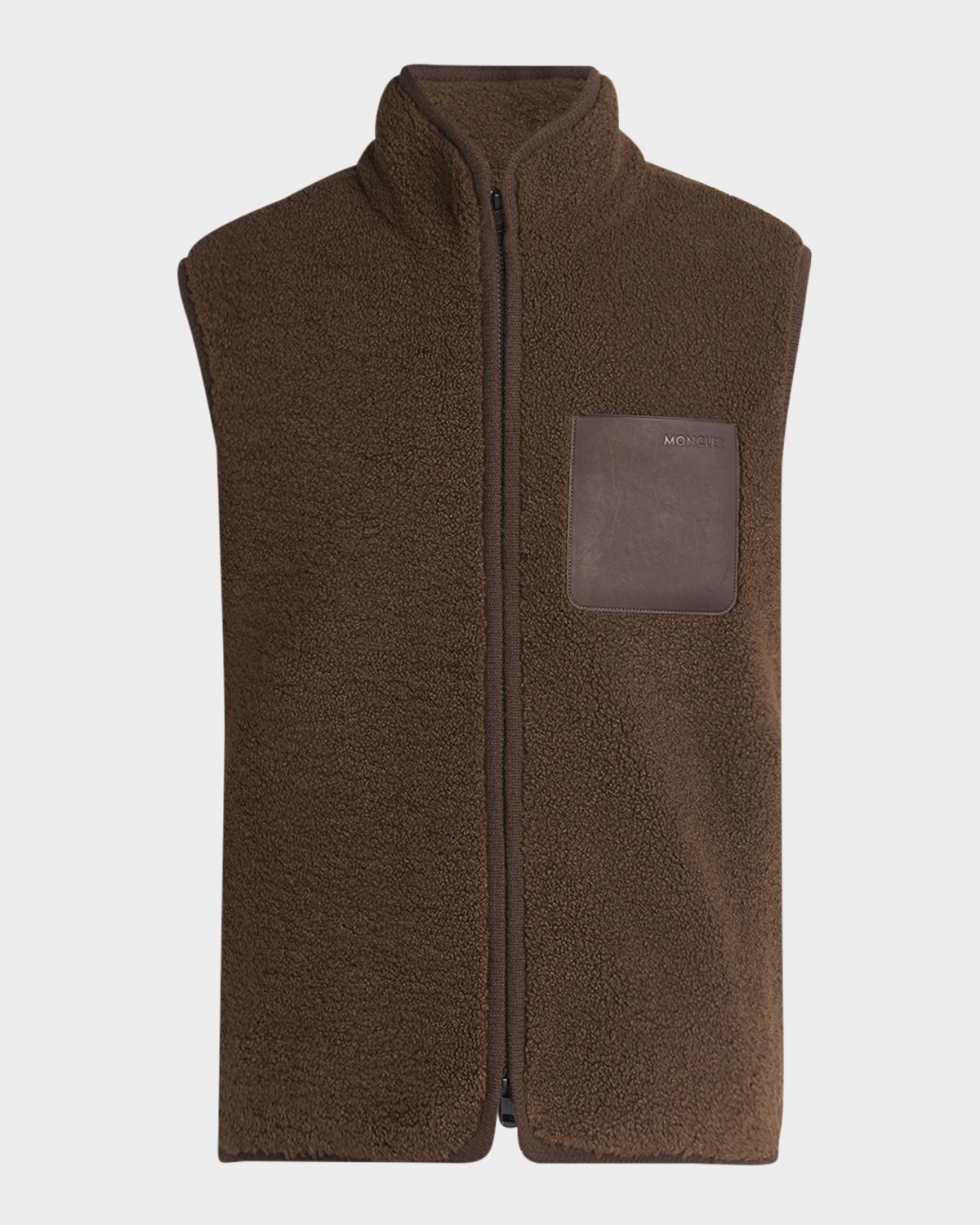 Moncler Men 's Leather-Pocket Teddy Vest