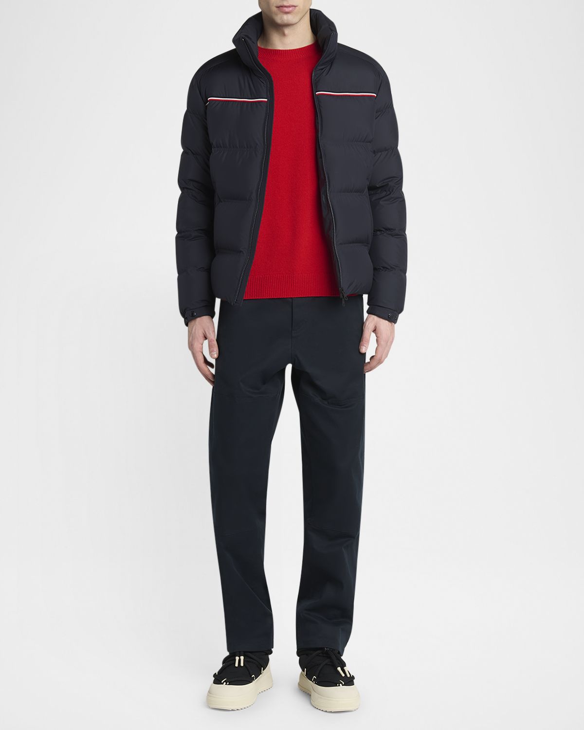 Moncler Men 's Bouvaque Tricolor-Trim Down Jacket