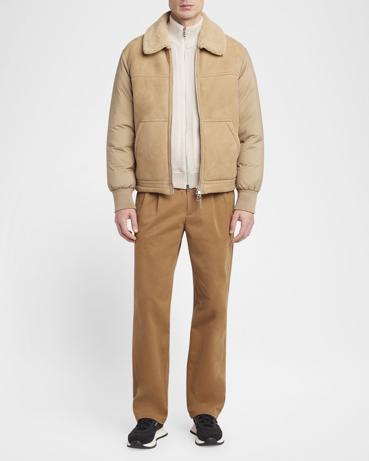 Moncler Men 's Tonnay Leather and Down Quilted Jacket