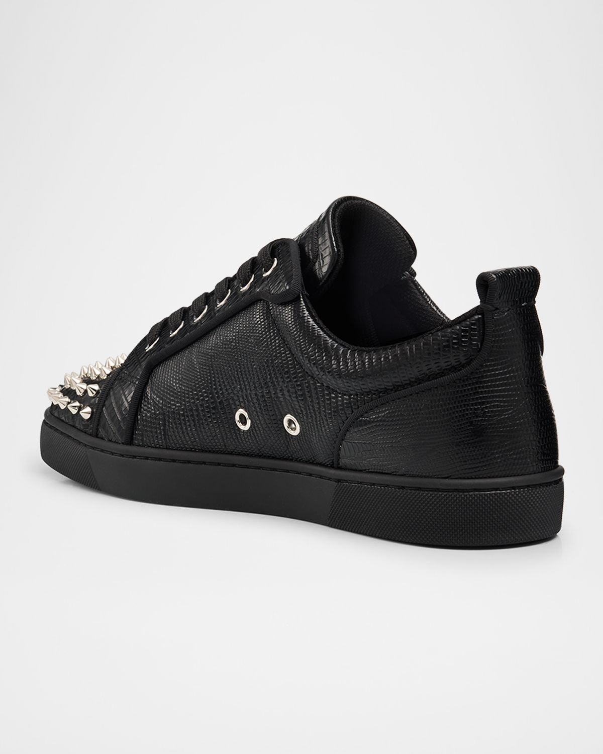 Christian Louboutin Men 's Louis Junior Spikes Lizard-Effect Leather Sneakers