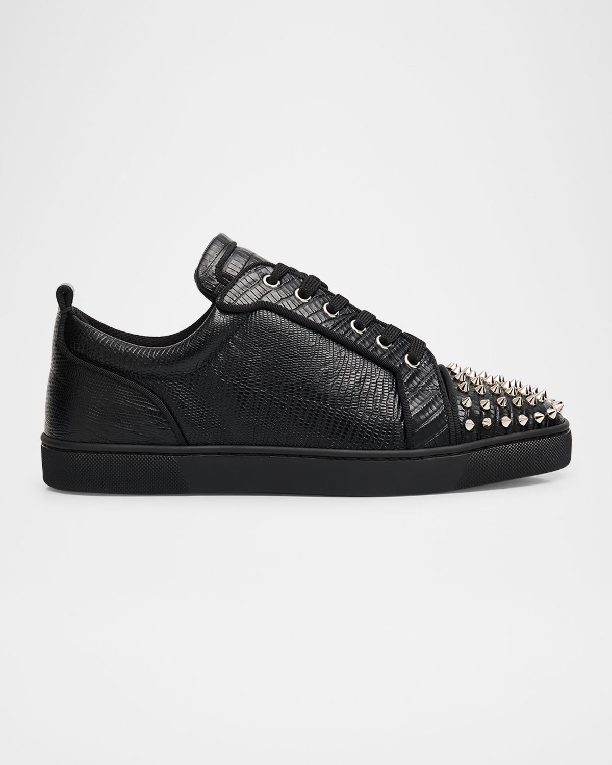 Christian Louboutin Men 's Louis Junior Spikes Lizard-Effect Leather Sneakers