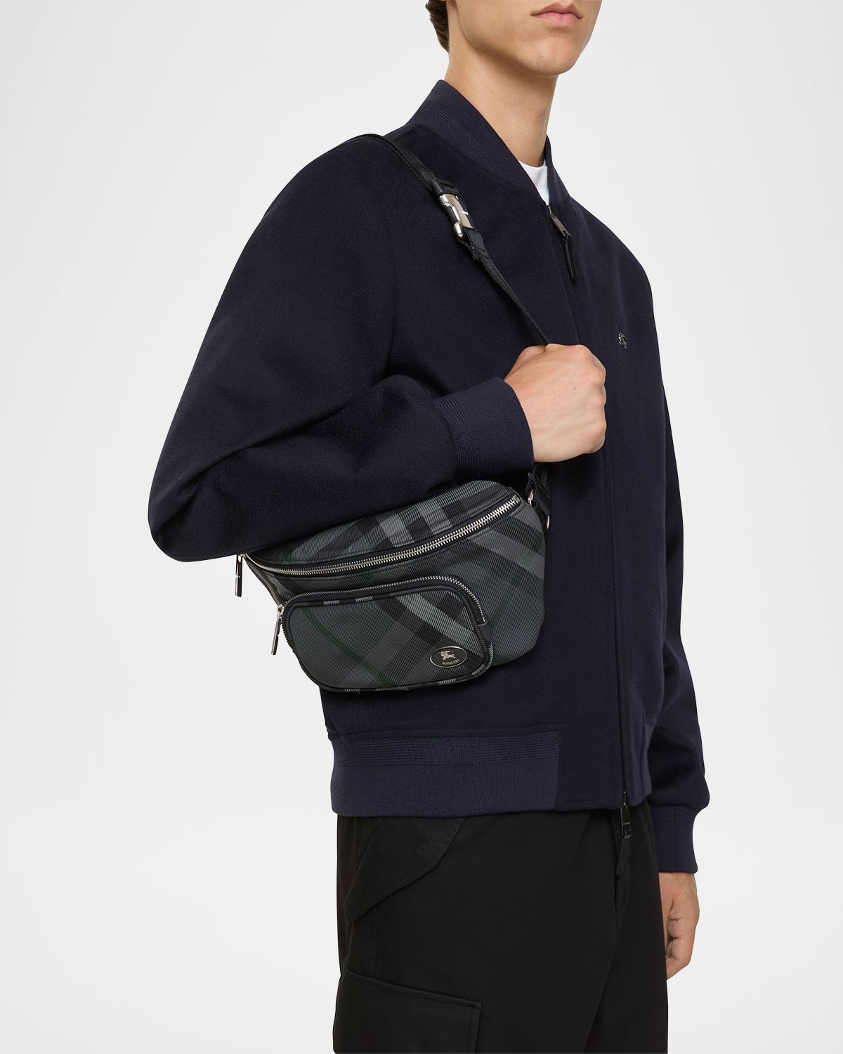 Burberry Men 's Grid EKD-Plaque Belt Bag