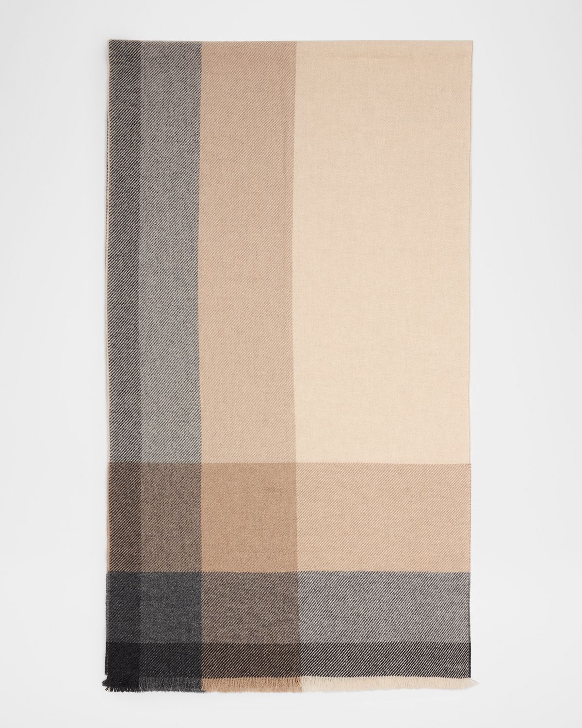 Brunello Cucinelli Men 's Uneven Plaid Wool-Cashmere Scarf | Thumbnail 5 Brunello Cucinelli Men 's Uneven Plaid Wool-Cashmere Scarf | Thumbnail 5
