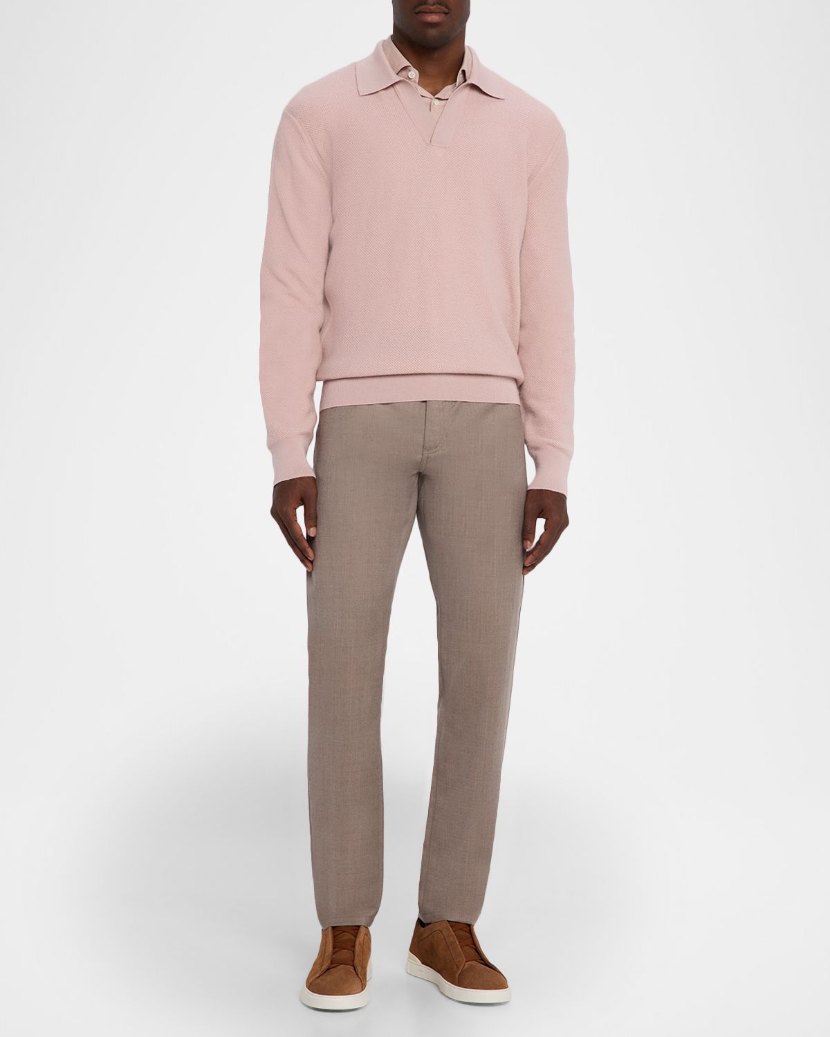 ZEGNA Men 's Oasi Cashmere Johnny Collar Polo Sweater