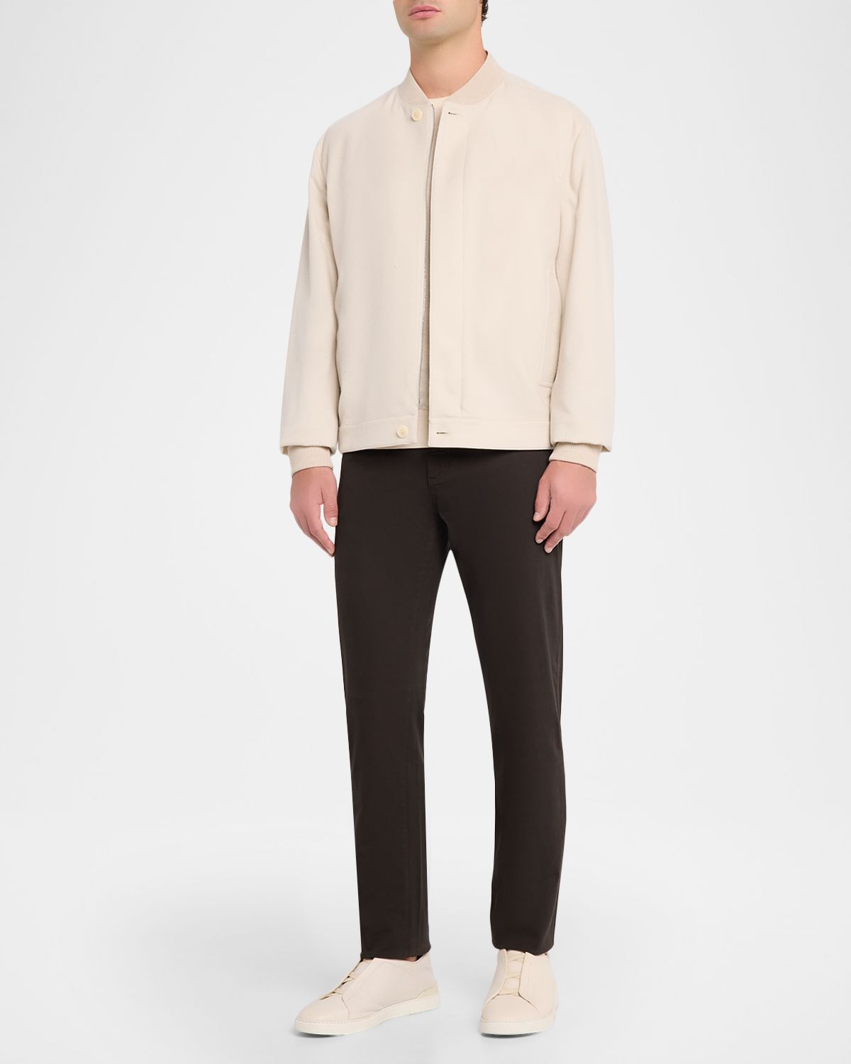 ZEGNA Men 's Oasi Cashmere Hidden-Zip Bomber Jacket